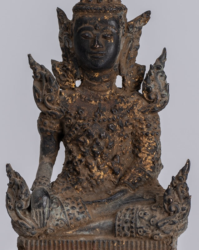 Statue di Buddha - Antique Thai Thai Bronze Rattanakosin Enlightenment Statua Buddha - 21 cm/8 "