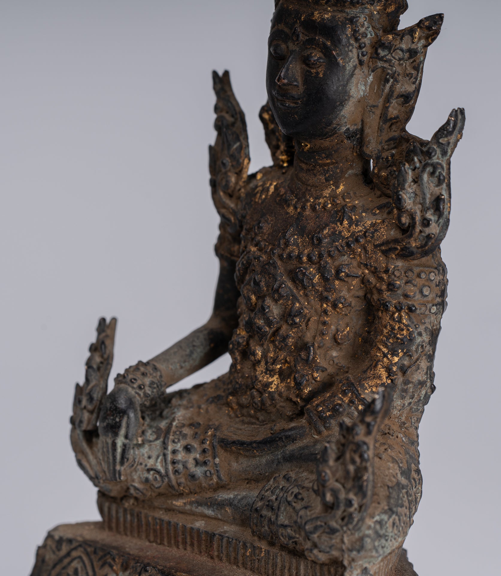 Statue di Buddha - Antique Thai Thai Bronze Rattanakosin Enlightenment Statua Buddha - 21 cm/8 "