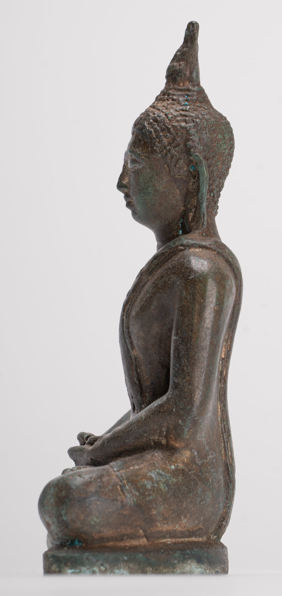 Buddha Sculpture - Antique Thai Style Bronze Seated Sukhothai Meditation Buddha Statue - 15cm/6"