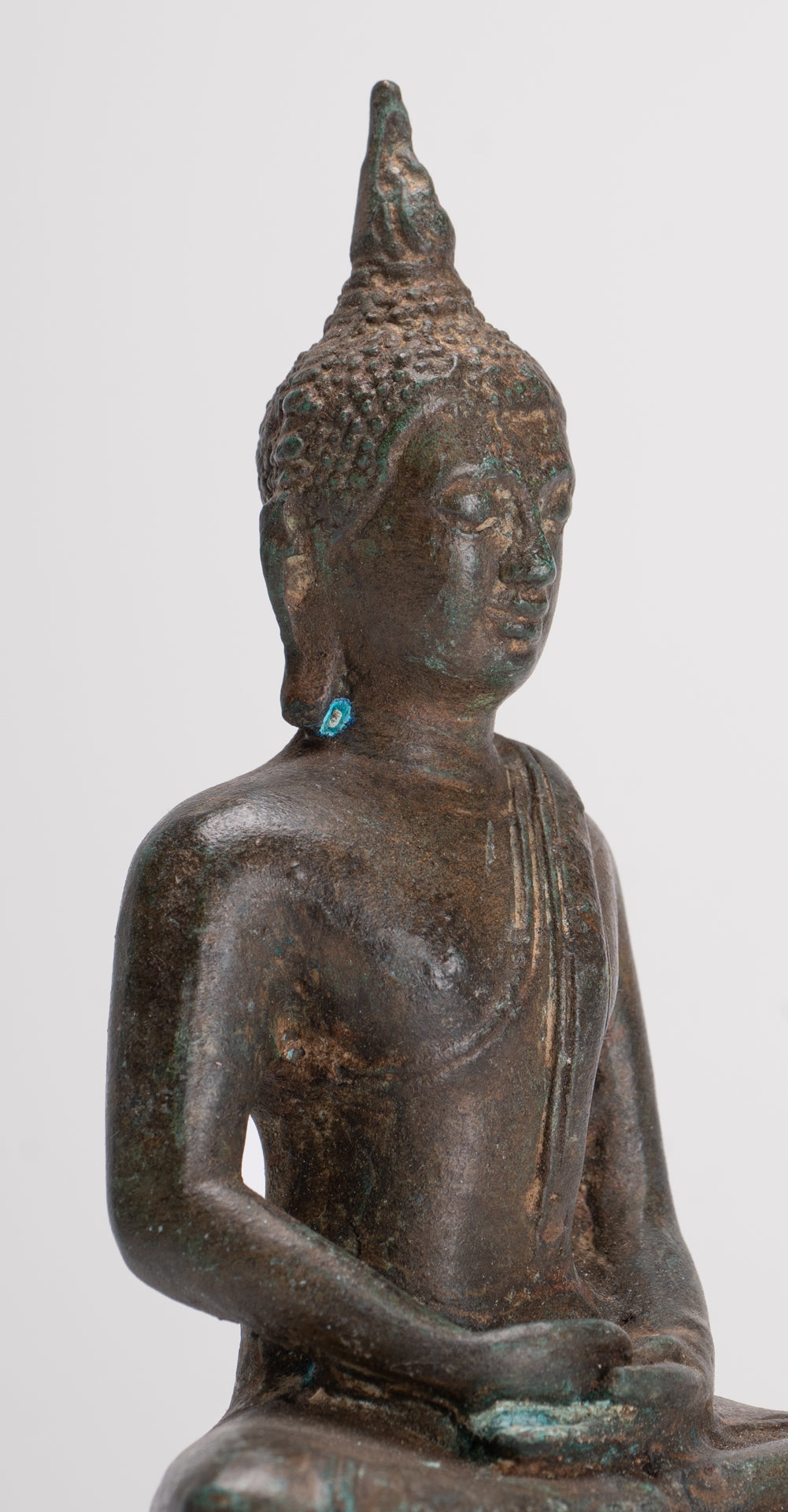 Buddha Sculpture - Antique Thai Style Bronze Seated Sukhothai Meditation Buddha Statue - 15cm/6"