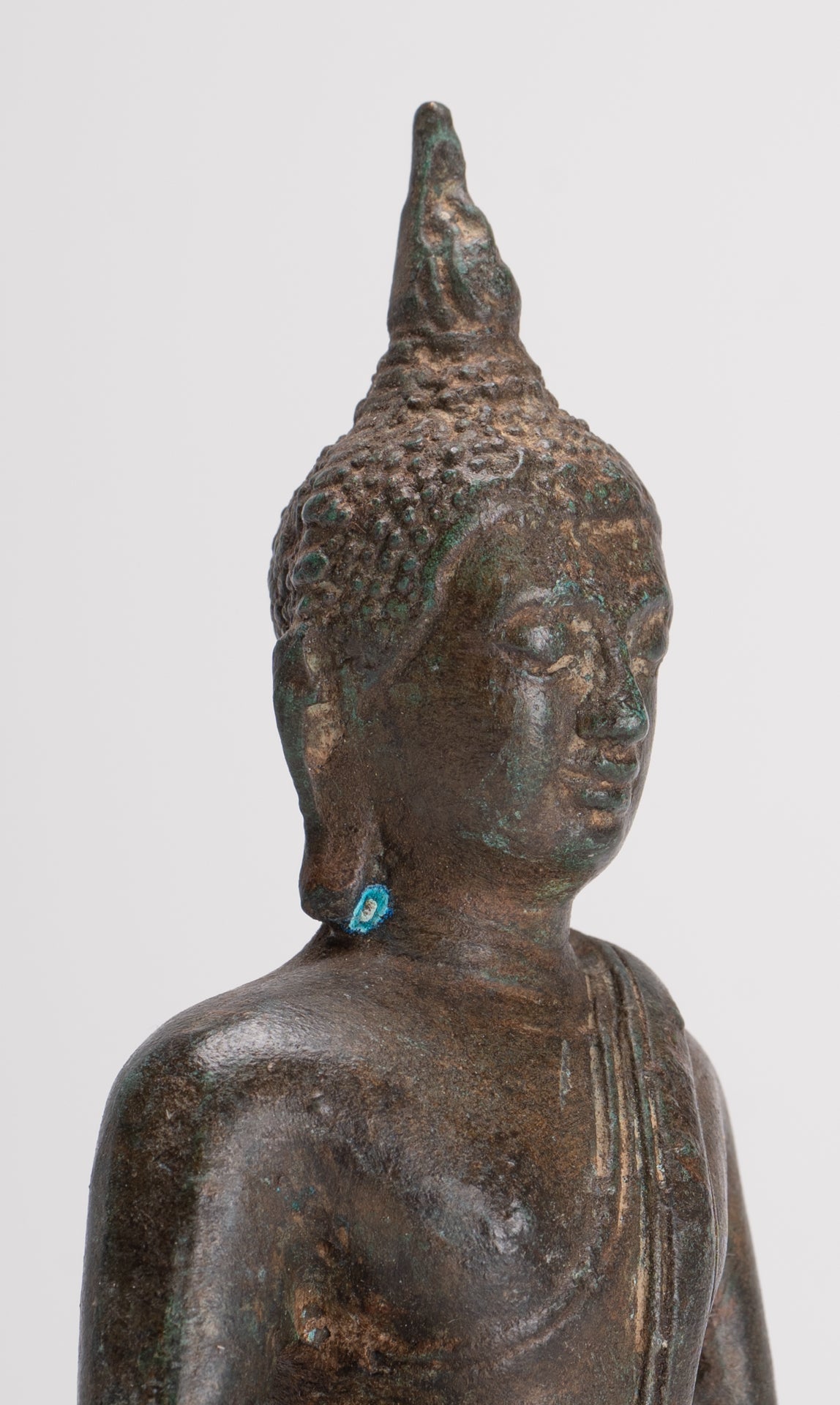 Buddha Sculpture - Antique Thai Style Bronze Seated Sukhothai Meditation Buddha Statue - 15cm/6"