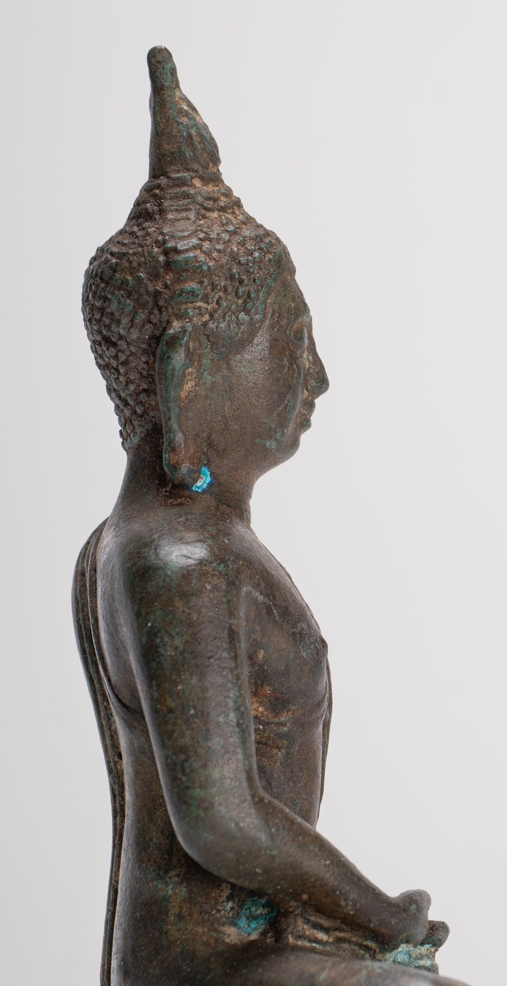 Buddha Sculpture - Antique Thai Style Bronze Seated Sukhothai Meditation Buddha Statue - 15cm/6"