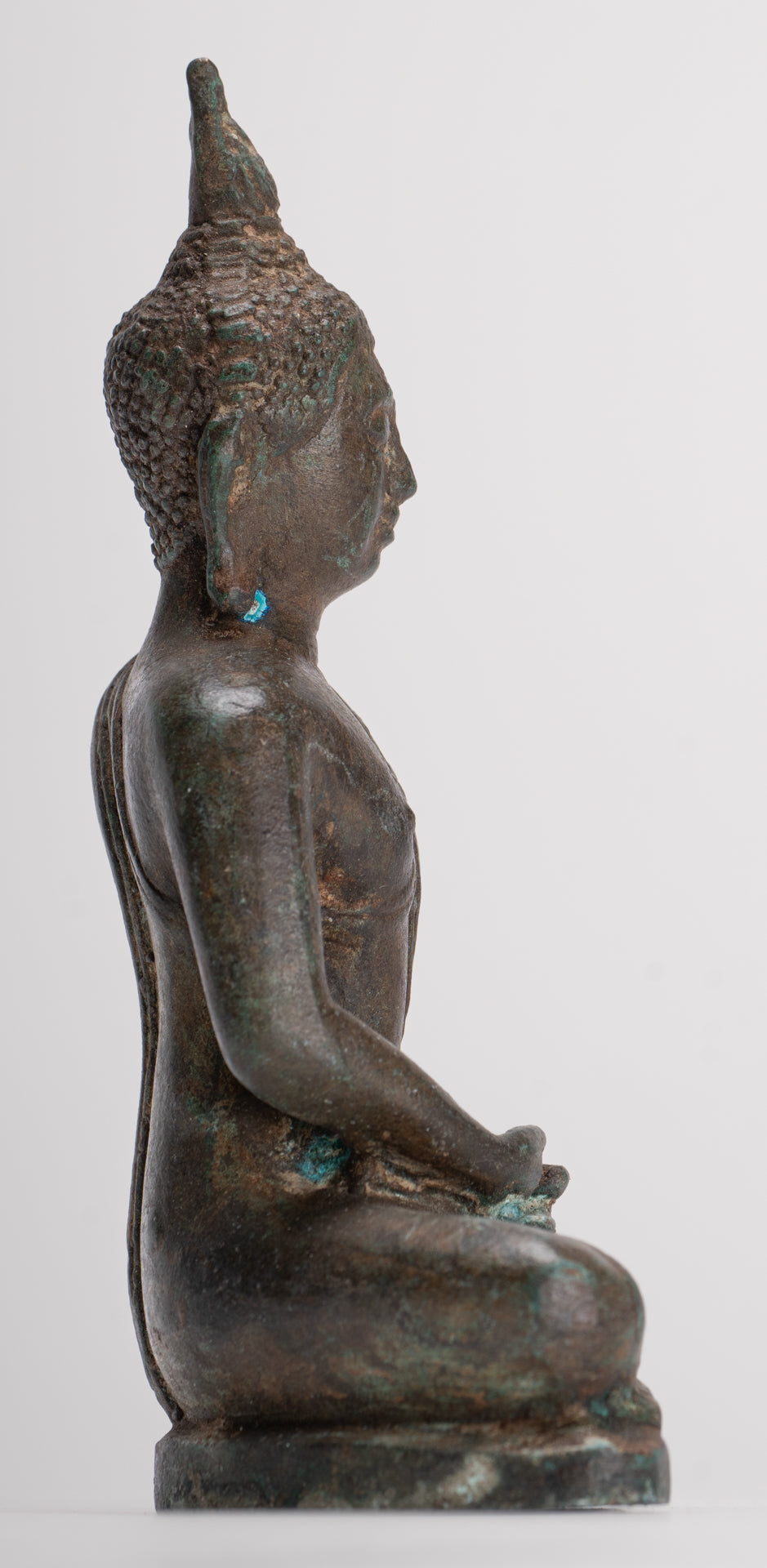 Buddha Sculpture - Antique Thai Style Bronze Seated Sukhothai Meditation Buddha Statue - 15cm/6"