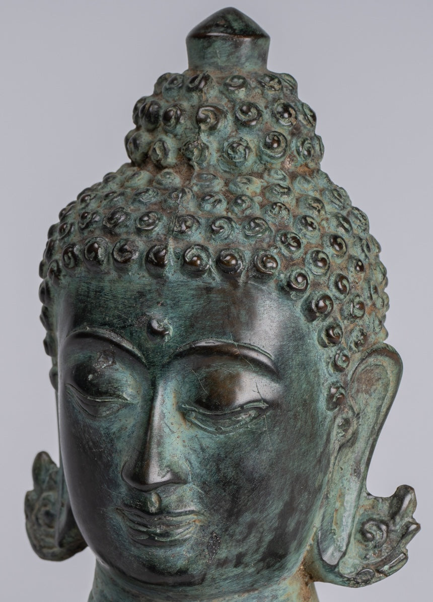 Statue Buddha - Antique Statue Buddha in bronzo in bronzo giavanese - 20 cm/8 "