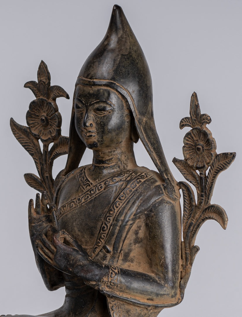 Lama Statue - Antique Tibet Style Seated Teaching Lama Statue - 33cm/13"