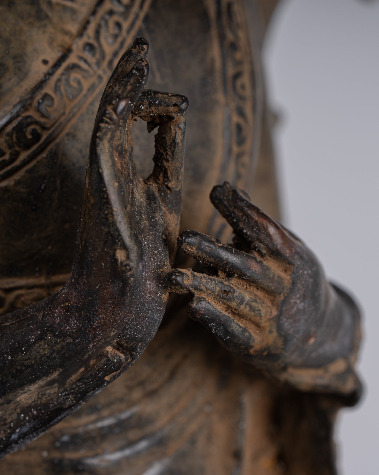 Lama Statue - Antique Tibet Style Seated Teaching Lama Statue - 33cm/13"