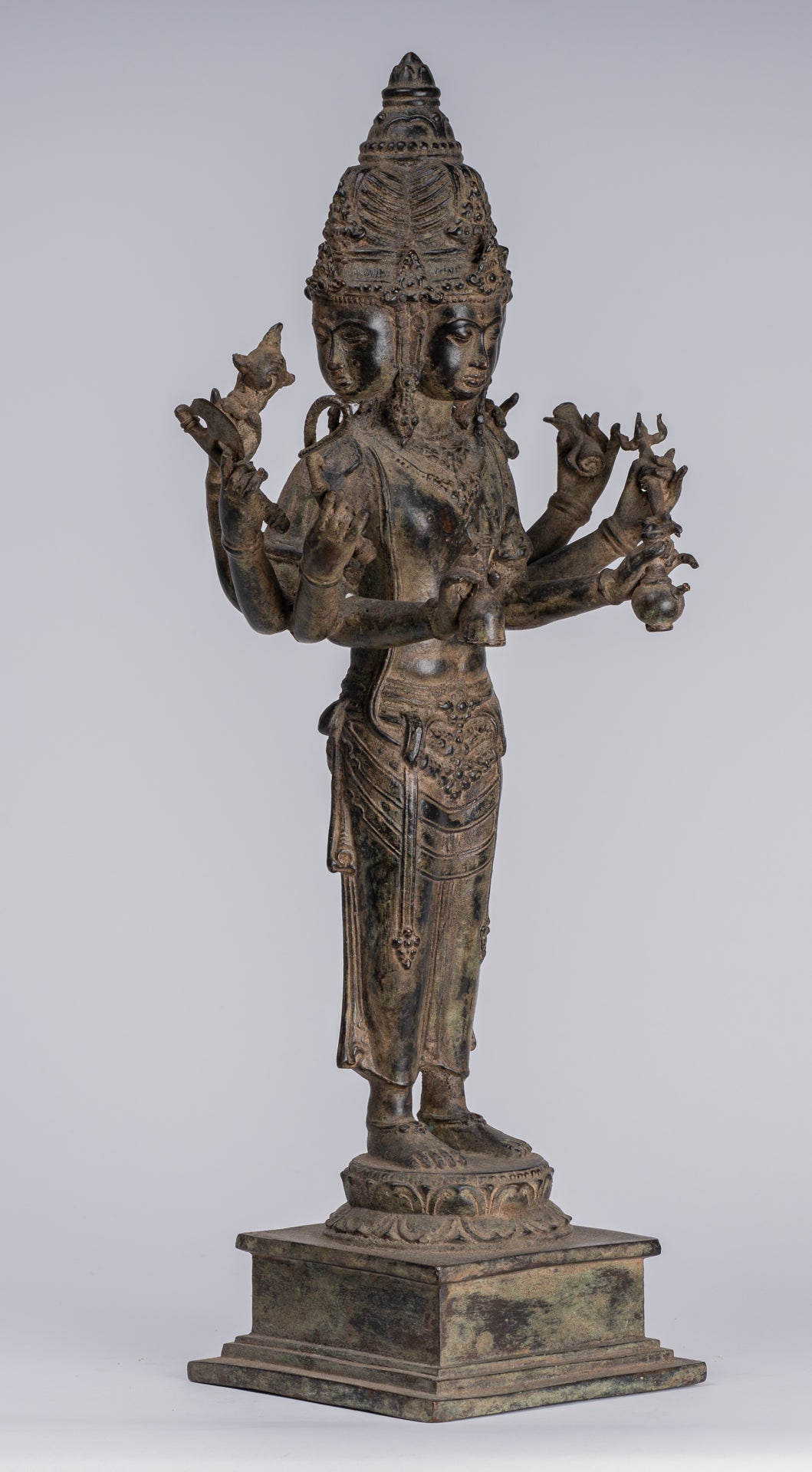 Statua Brahma - Antique stile indonesiano Majapahit in piedi Bronzo Brahma Statua - 50 cm/20 "