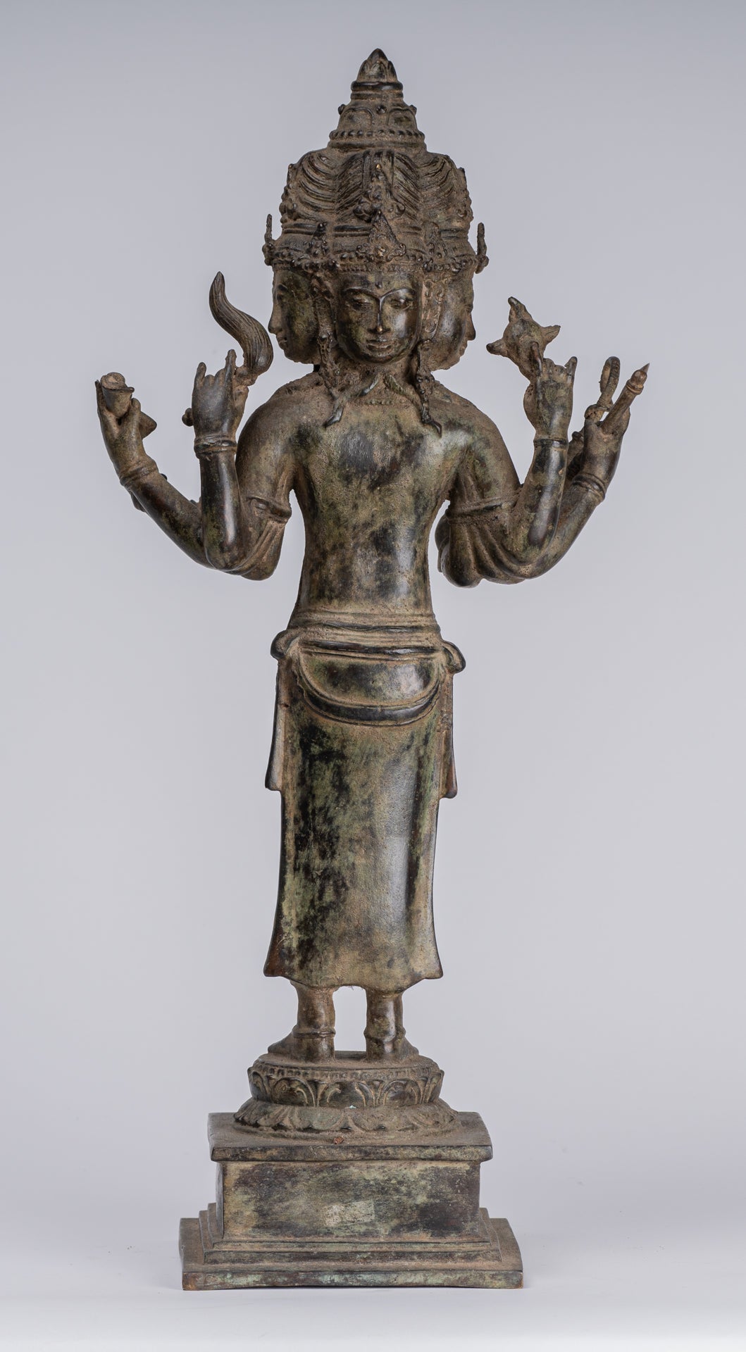 Statua Brahma - Antique stile indonesiano Majapahit in piedi Bronzo Brahma Statua - 50 cm/20 "