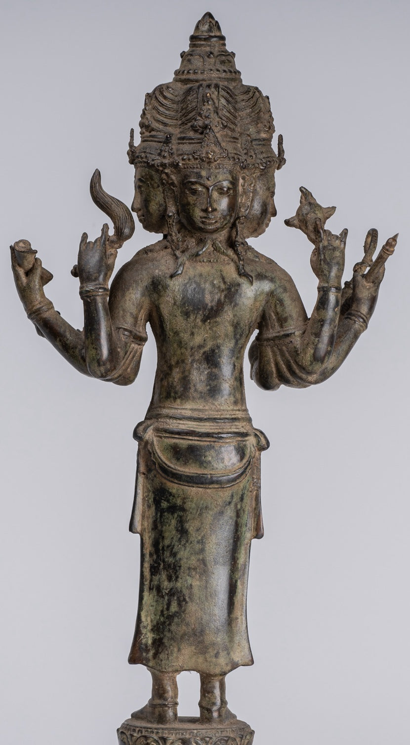Statua Brahma - Antique stile indonesiano Majapahit in piedi Bronzo Brahma Statua - 50 cm/20 "