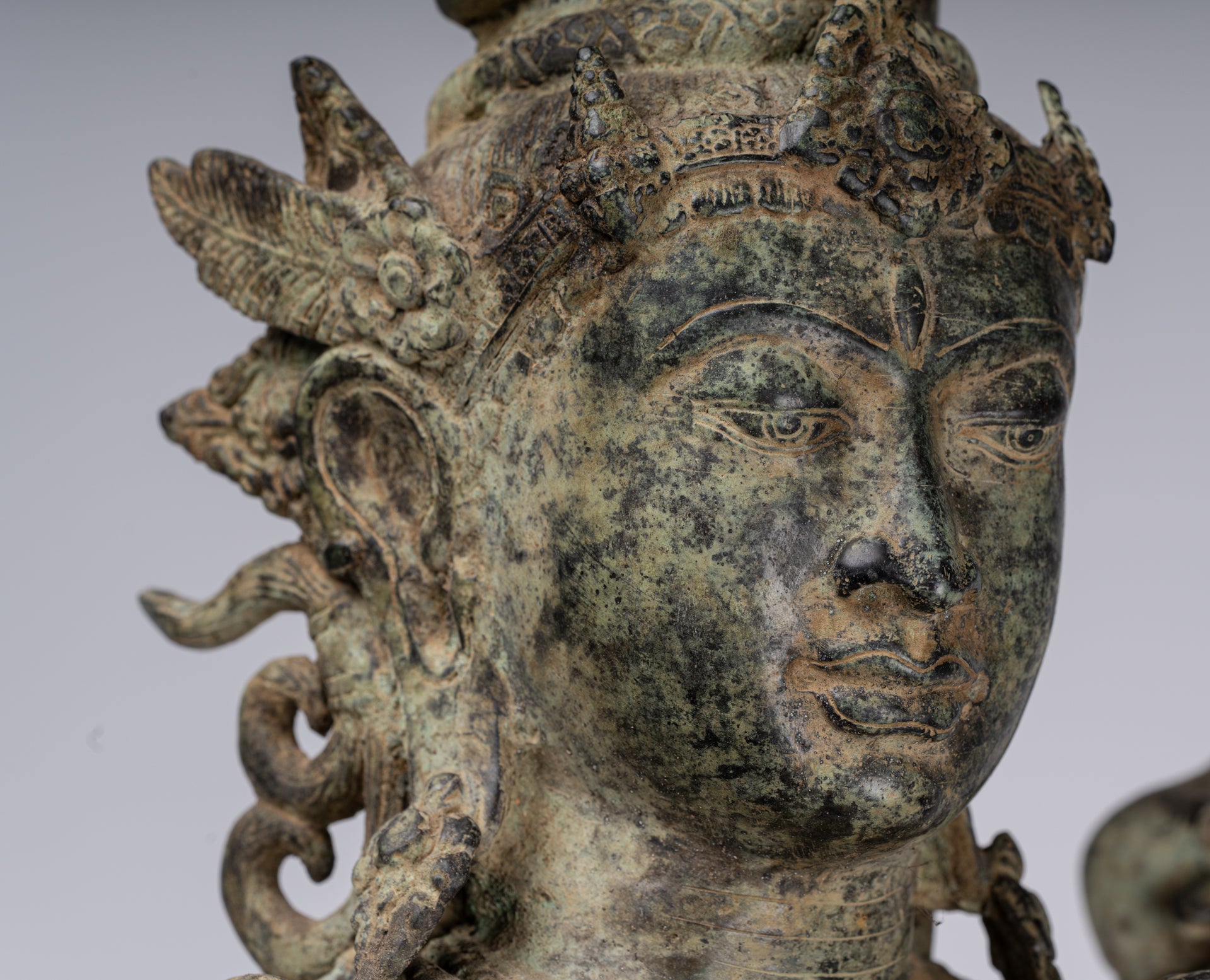 Shiva Statue - Antique Indonesian Style Bronze Javanese Standing 4-Arm Shiva Statue - 82cm/33"