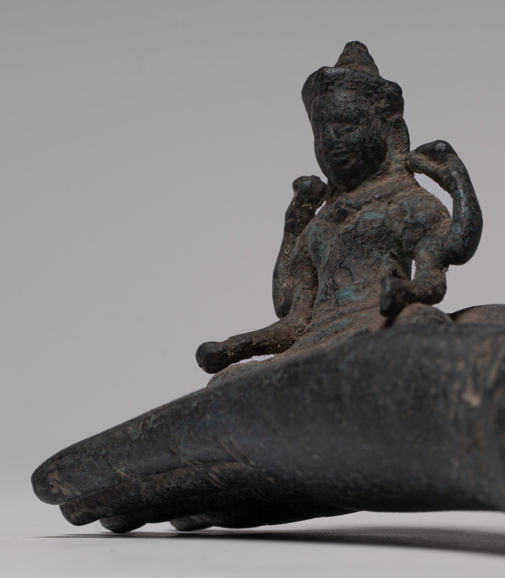 Freestanding Antique Khmer Style Bronze Angkor Wat Hand & Brahma - 15cm/6"