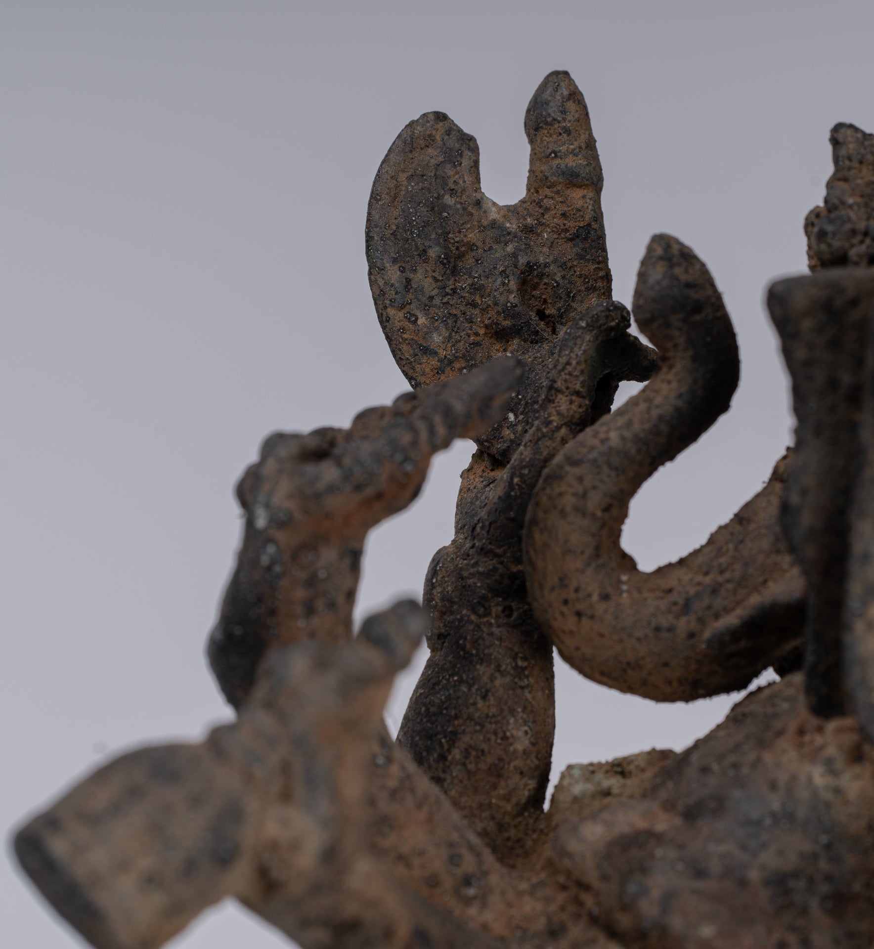 Ganesha Statue - Antique Javanese Style Bronze Dancing Indonesian Ganesha Statue Playing Flute - 29cm/12"