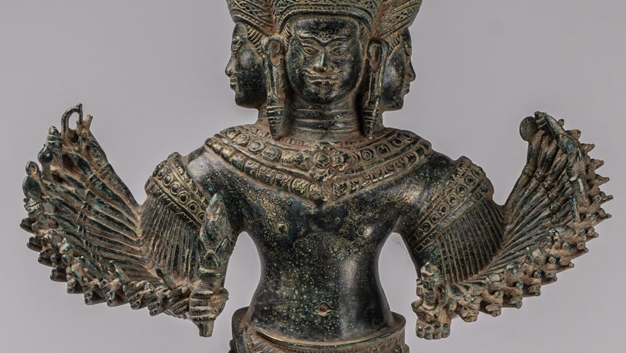 Deity Statue - Antique Khmer Style Bayon Prajnaparamita Statue / Goddess - 79cm/32"