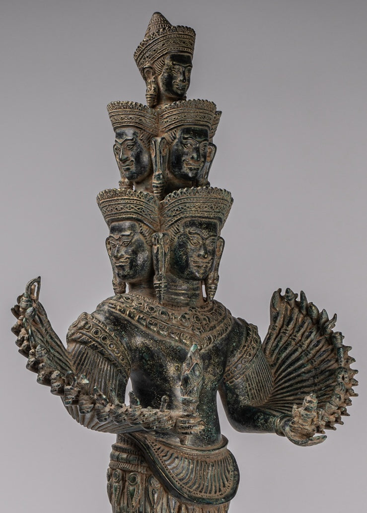 Deity Statue - Antique Khmer Style Bayon Prajnaparamita Statue / Goddess - 79cm/32"