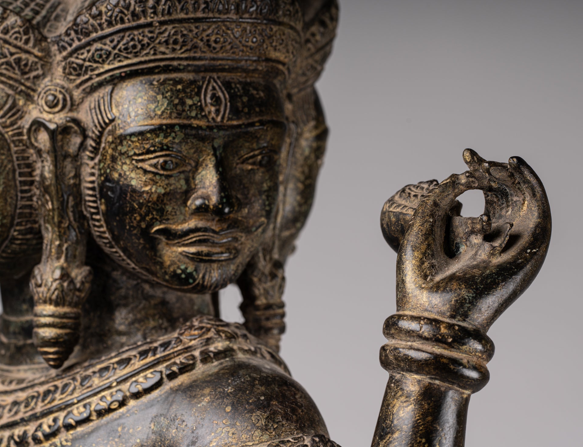 Estatua de Brahma - Estilo antiguo Khmer Koh Ker de pie Bronce Brahma - Creación de Dios Hindú - 94cm/38 "