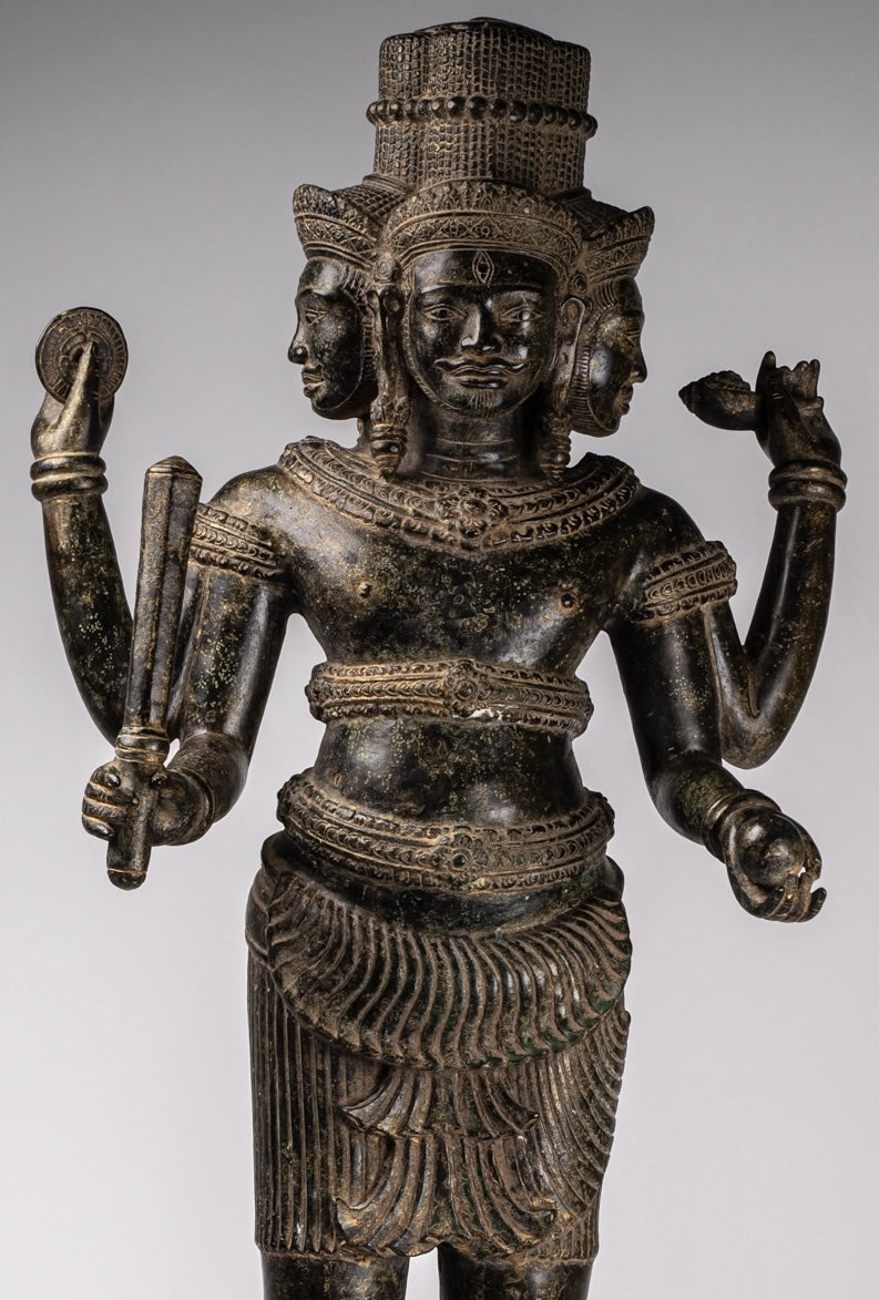Estatua de Brahma - Estilo antiguo Khmer Koh Ker de pie Bronce Brahma - Creación de Dios Hindú - 94cm/38 "