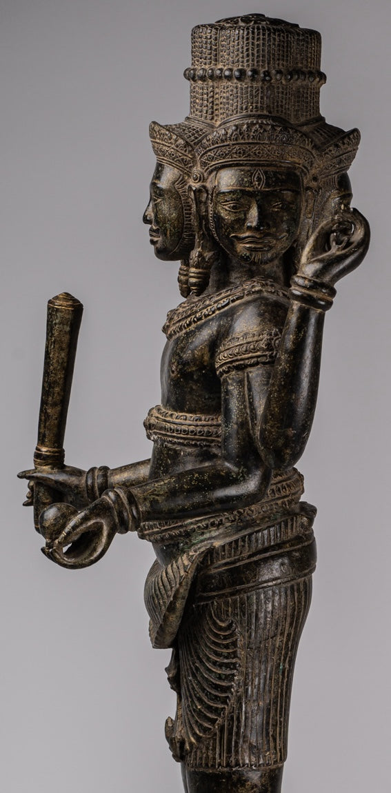 Estatua de Brahma - Estilo antiguo Khmer Koh Ker de pie Bronce Brahma - Creación de Dios Hindú - 94cm/38 "