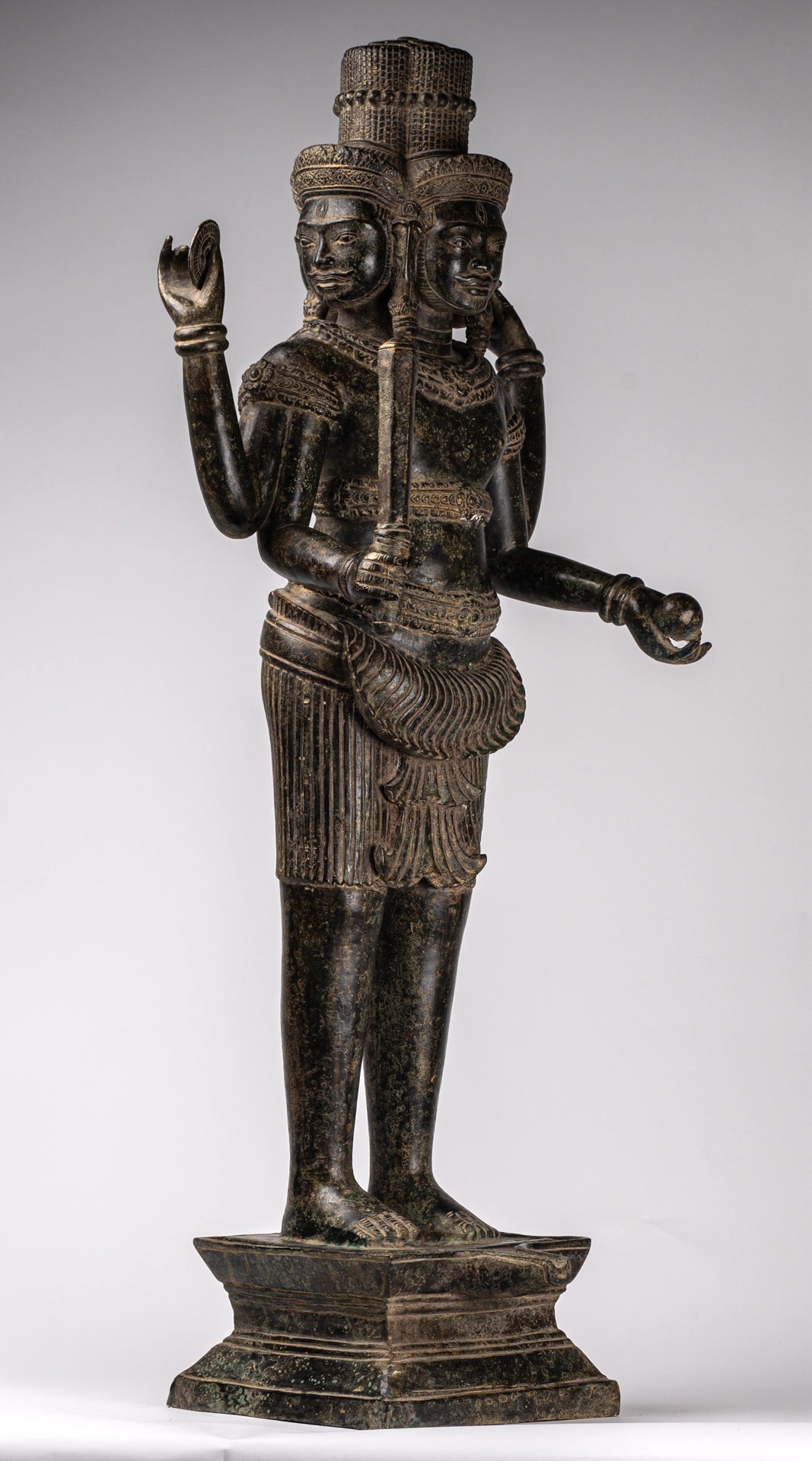 Estatua de Brahma - Estilo antiguo Khmer Koh Ker de pie Bronce Brahma - Creación de Dios Hindú - 94cm/38 "