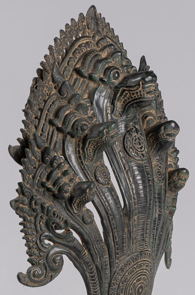 Naga Statue - Antique Khmer Style Bronze Protective Naga, Snake or Serpent Statue - 57cm/23"