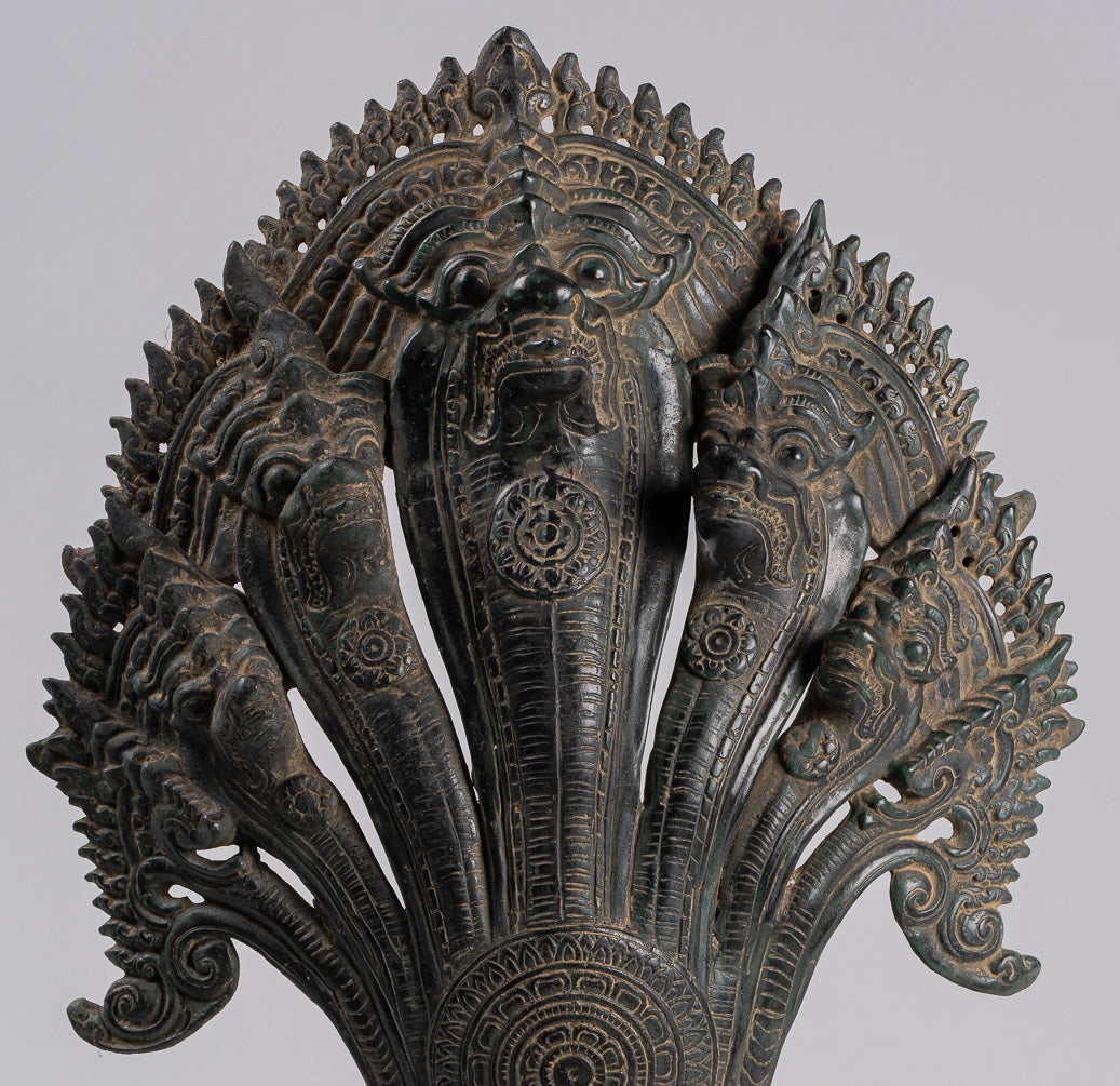 Naga Statue - Antique Khmer Style Bronze Protective Naga, Snake or Serpent Statue - 57cm/23"