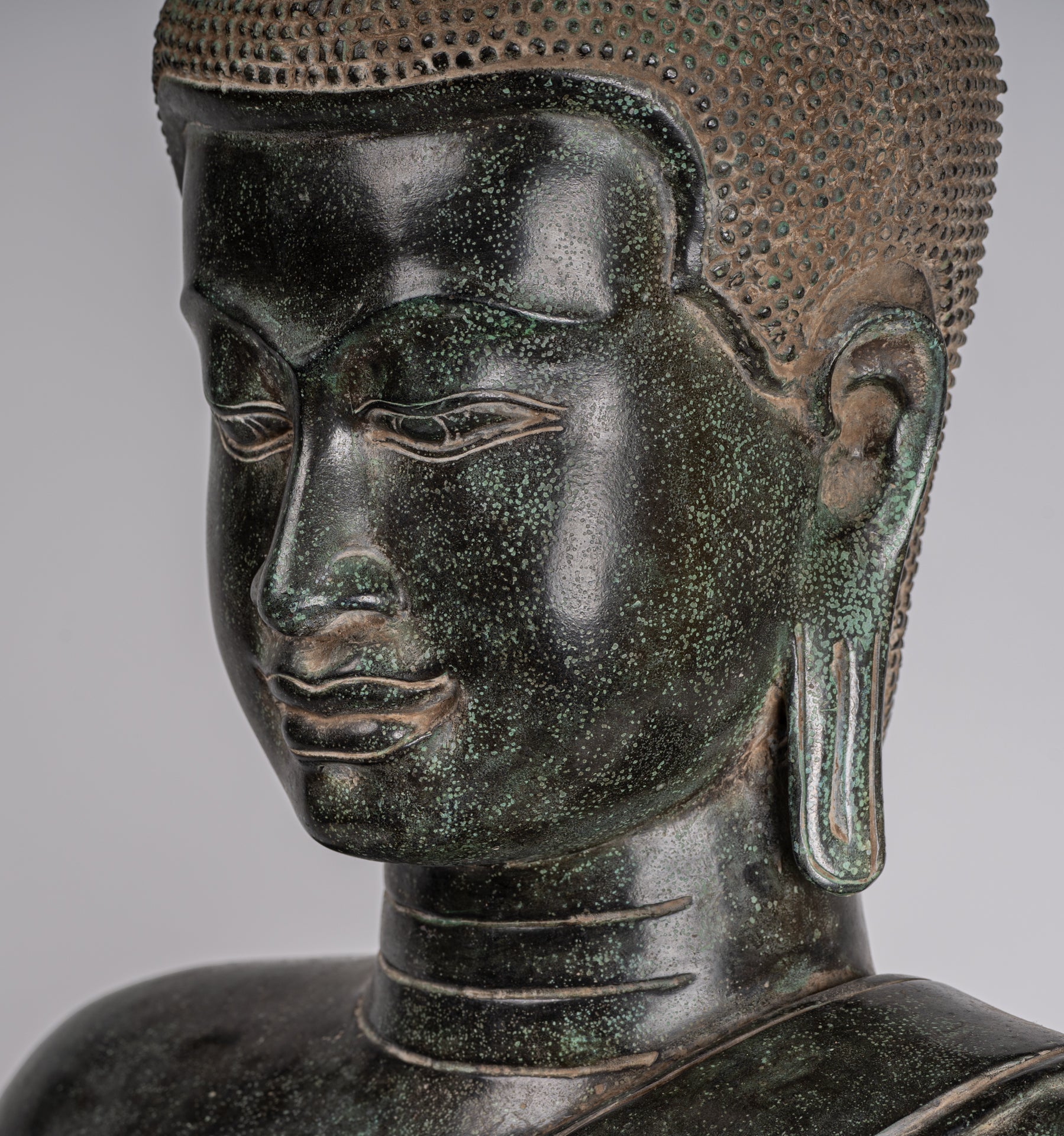 Buddha - Antique Khmer in stile Bronzo Insegnamento in trono Buddha Statua - 95 cm/38 "