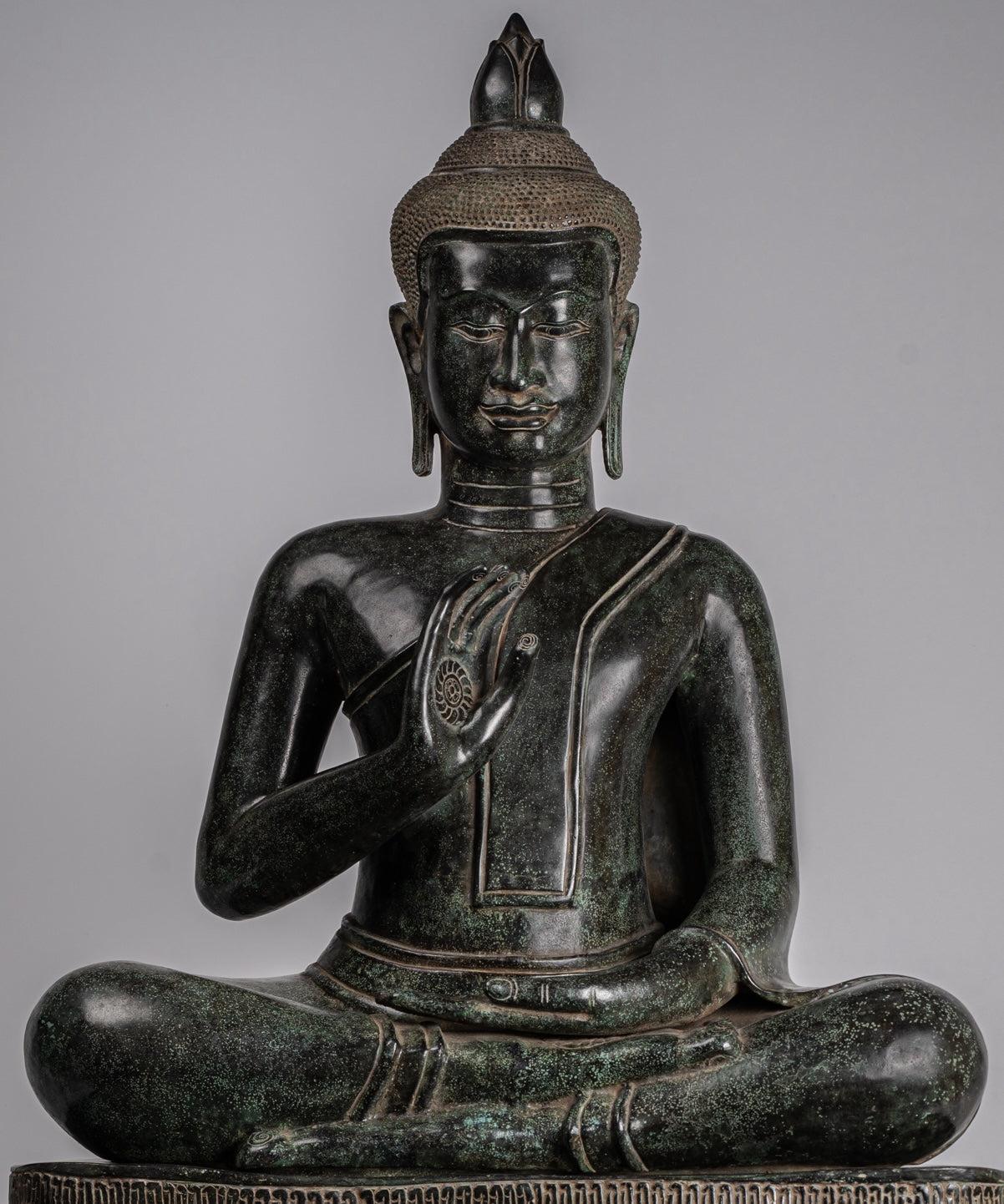 Buddha - Antique Khmer in stile Bronzo Insegnamento in trono Buddha Statua - 95 cm/38 "