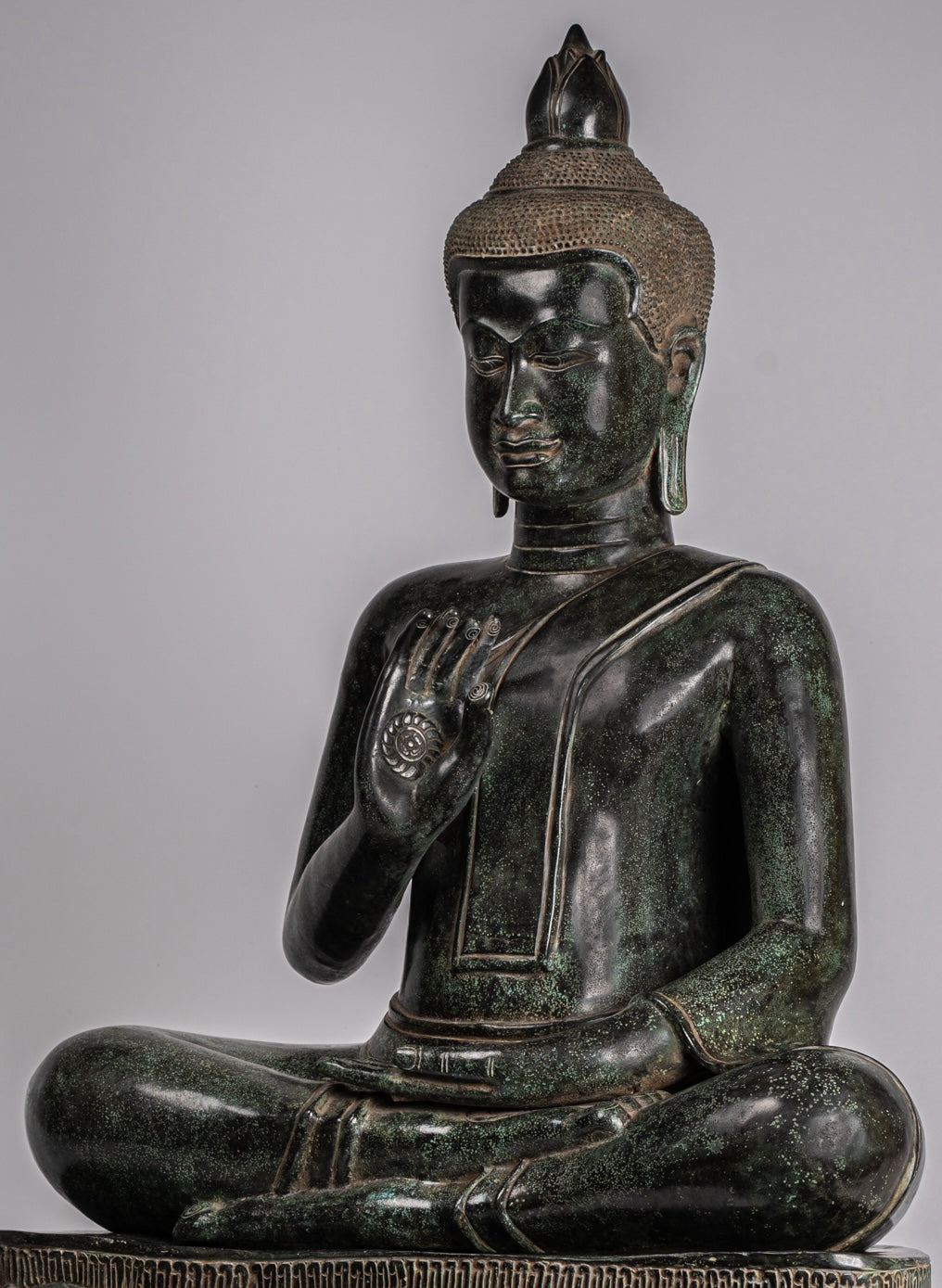 Buddha - Antique Khmer in stile Bronzo Insegnamento in trono Buddha Statua - 95 cm/38 "