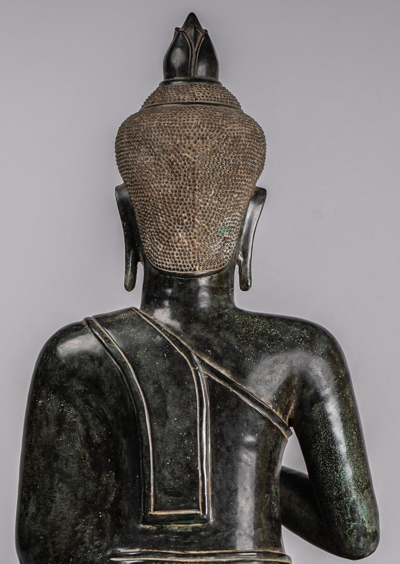 Buddha - Antique Khmer in stile Bronzo Insegnamento in trono Buddha Statua - 95 cm/38 "