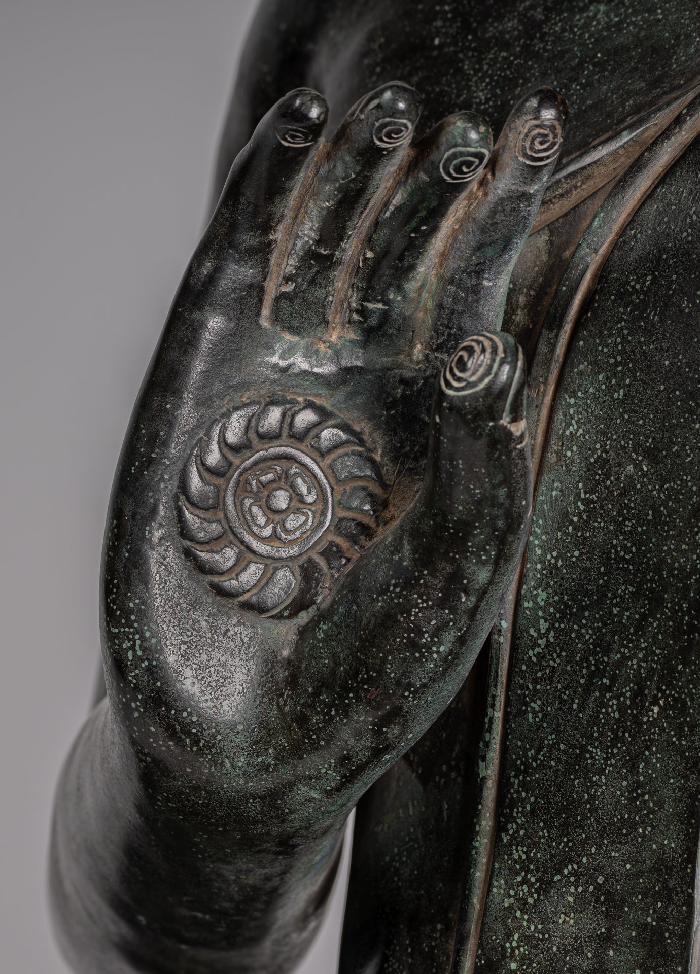 Buddha - Antique Khmer in stile Bronzo Insegnamento in trono Buddha Statua - 95 cm/38 "