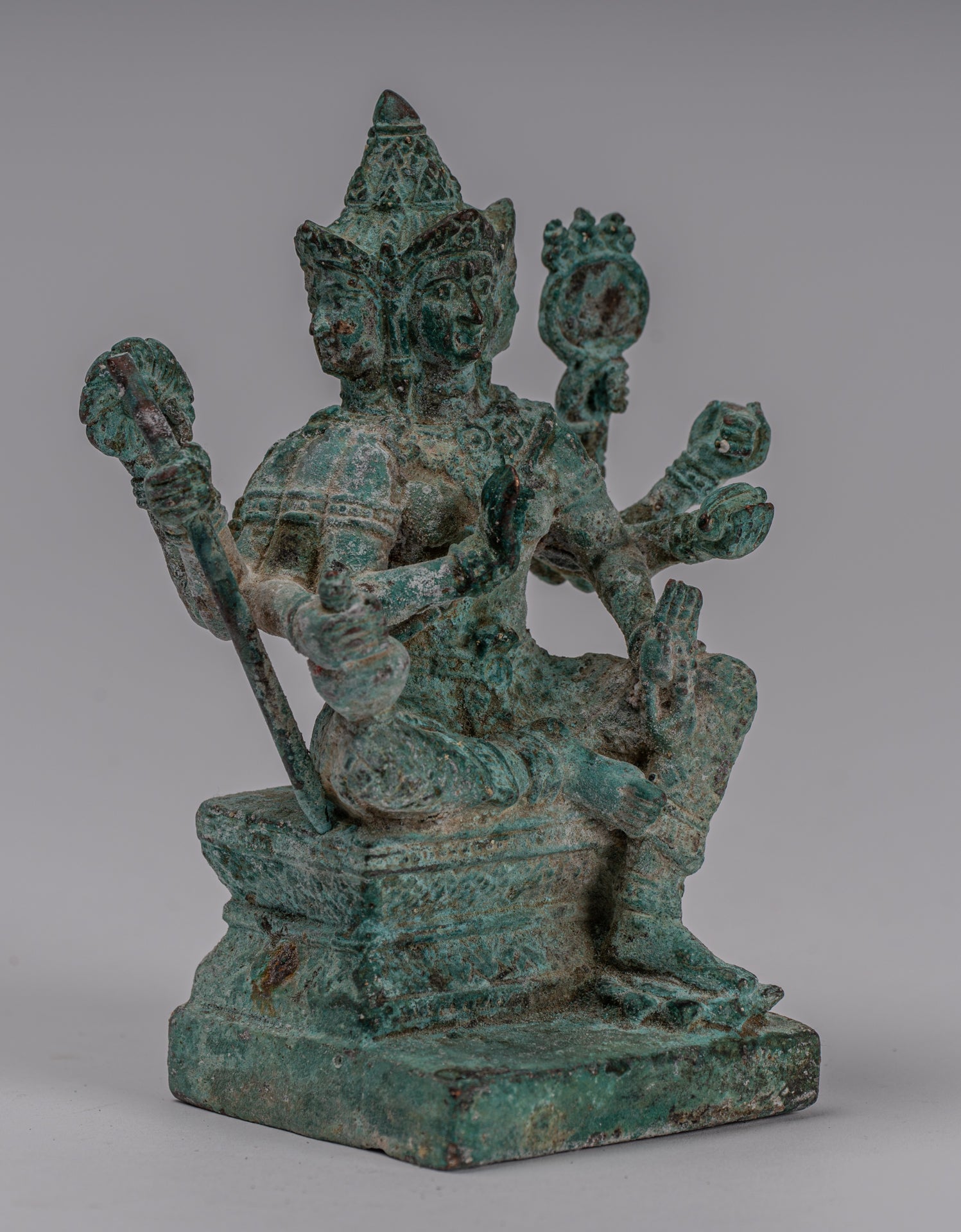 Brahma Statue - Bronzo Brahma in stile Khmer antico - Creazione di Dio indù - 14 cm/6 "