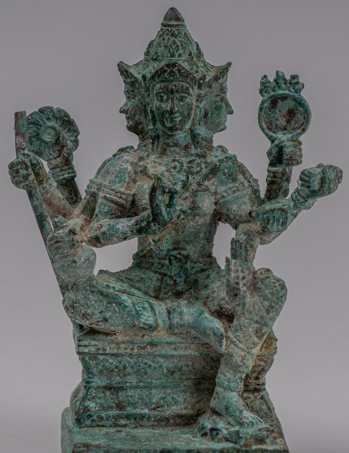 Brahma Statue - Bronzo Brahma in stile Khmer antico - Creazione di Dio indù - 14 cm/6 "