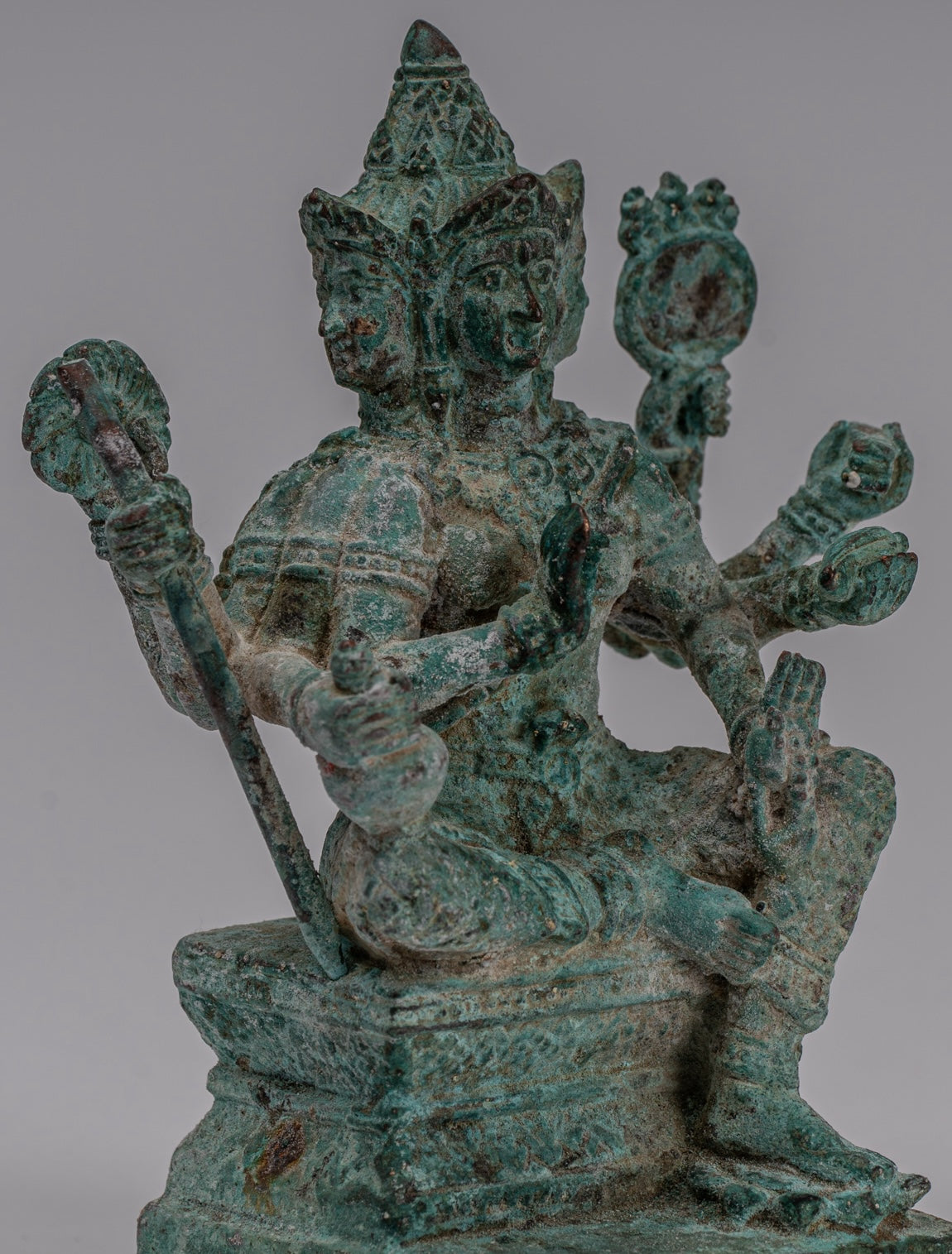 Brahma Statue - Bronzo Brahma in stile Khmer antico - Creazione di Dio indù - 14 cm/6 "