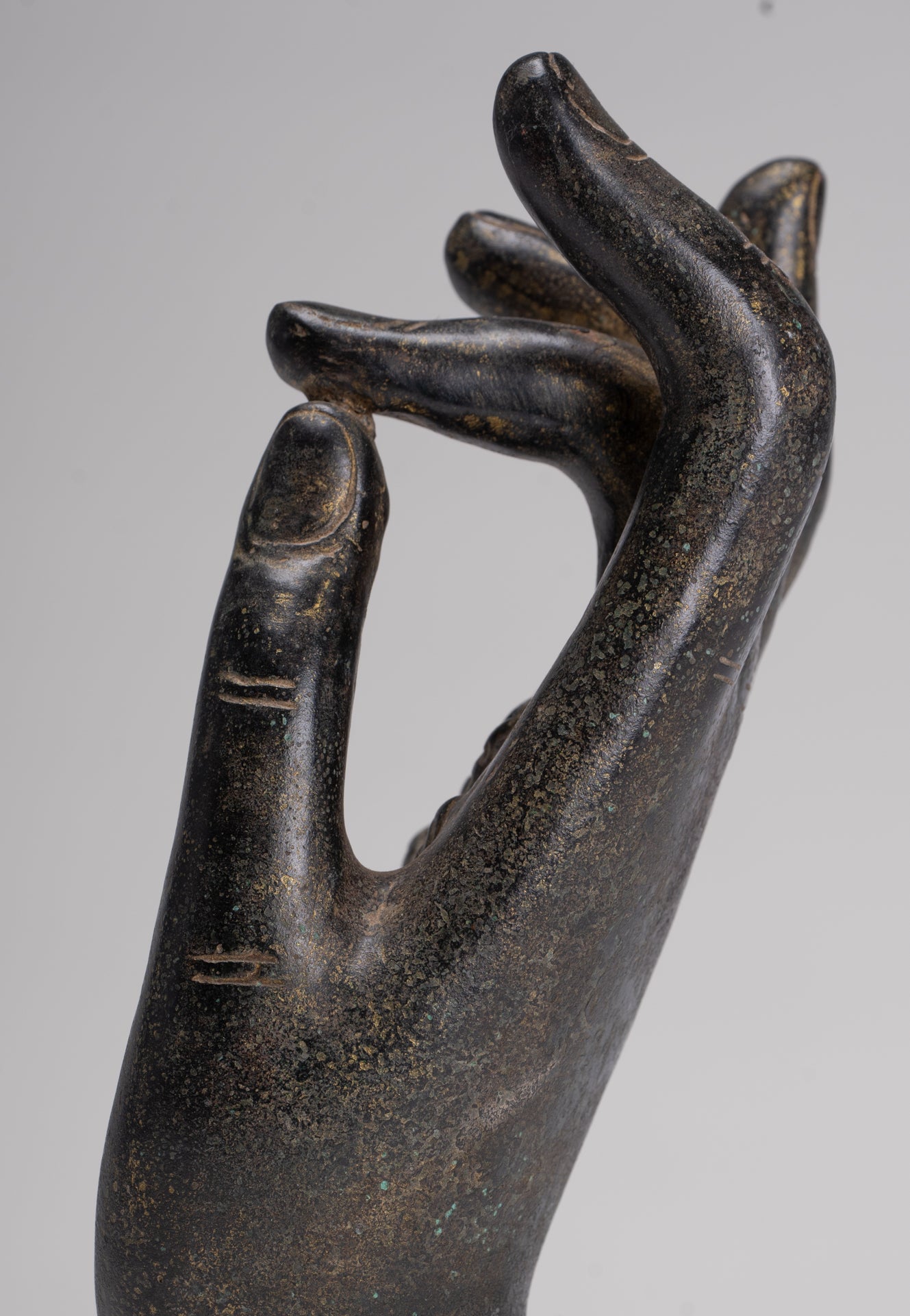 Antique Khmer Style Southeast Asia Bronze Teaching Hand - 22cm/9"