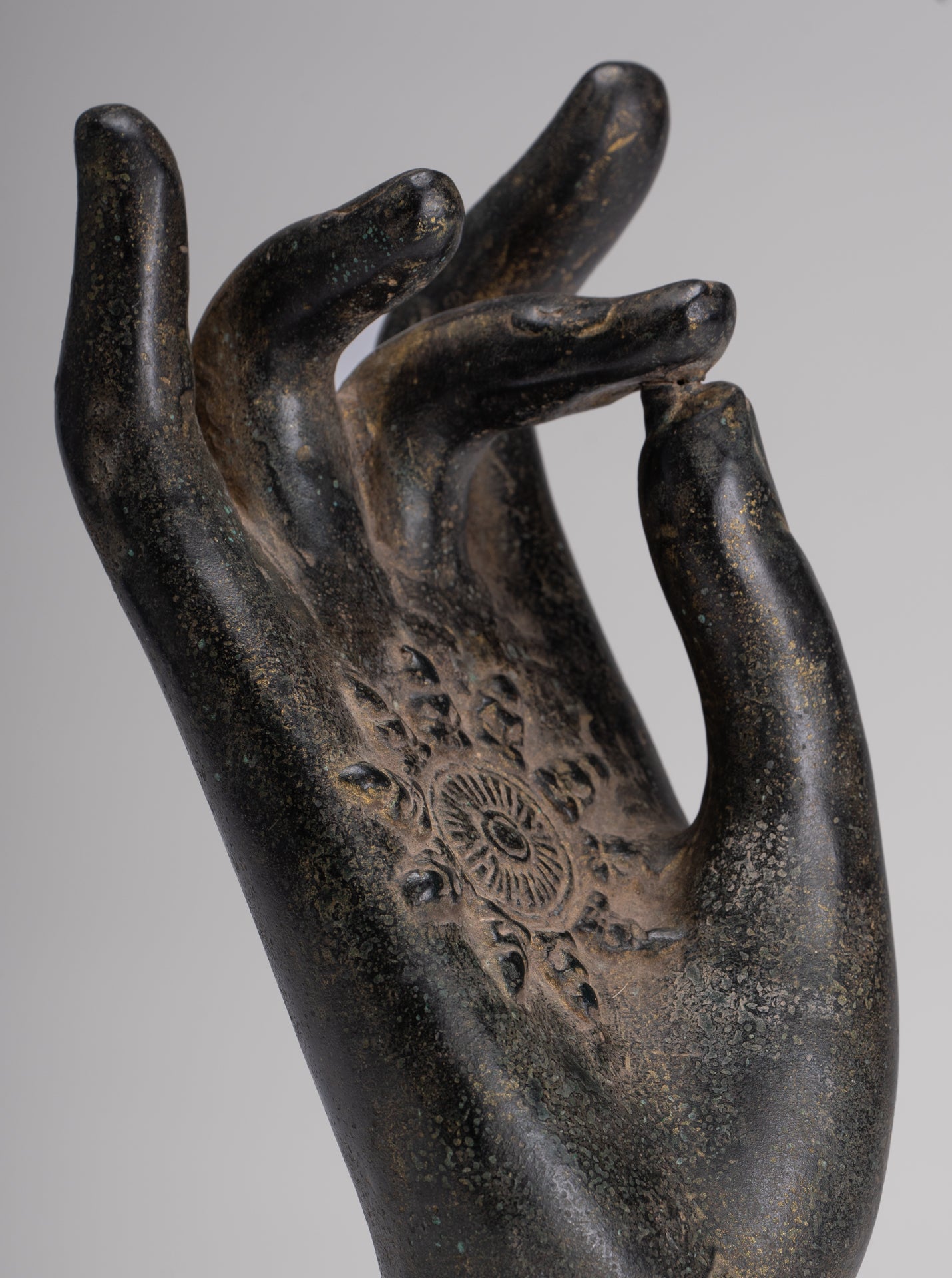 Antique Khmer Style Southeast Asia Bronze Teaching Hand - 22cm/9"