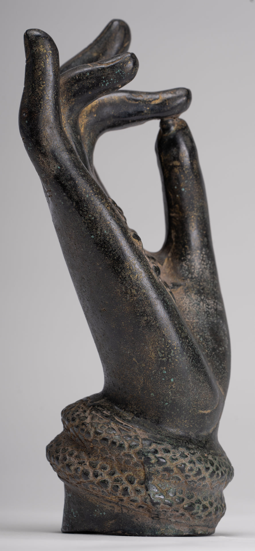 Antique Khmer Style Southeast Asia Bronze Teaching Hand - 22cm/9"