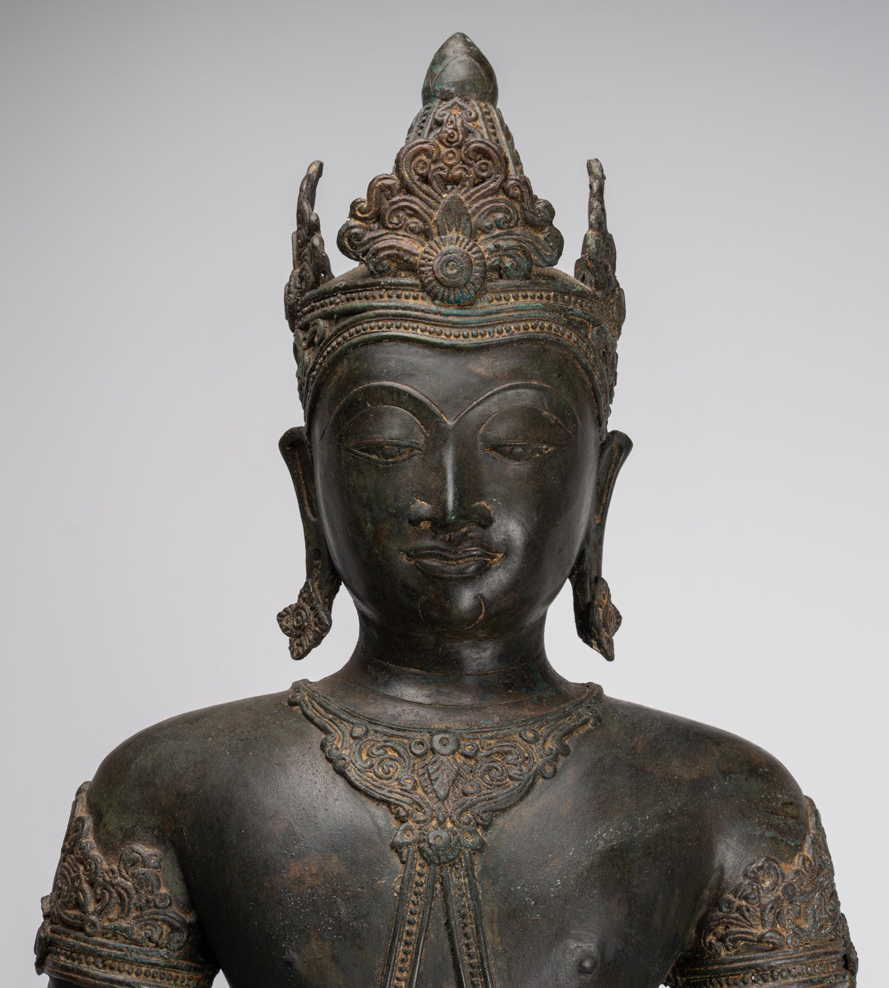 Statua Buddha - Antique Chiang Saen Style Meditazione reale statua di Buddha - 86 cm/34 "