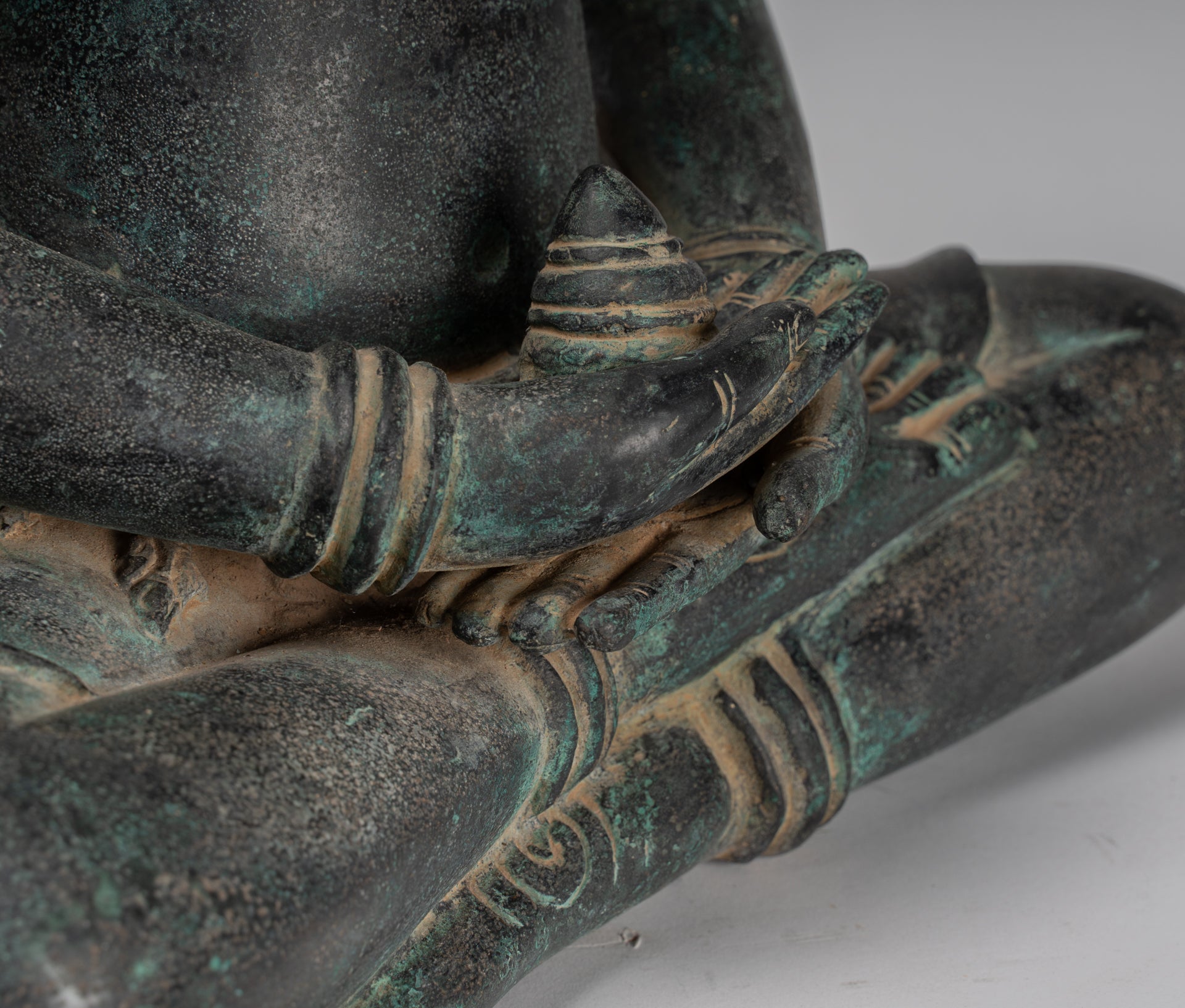 Estatua de Buda - Estatua de Buda de Meditación Amitabha de Bronce Antique Khmer - 55cm/22 "