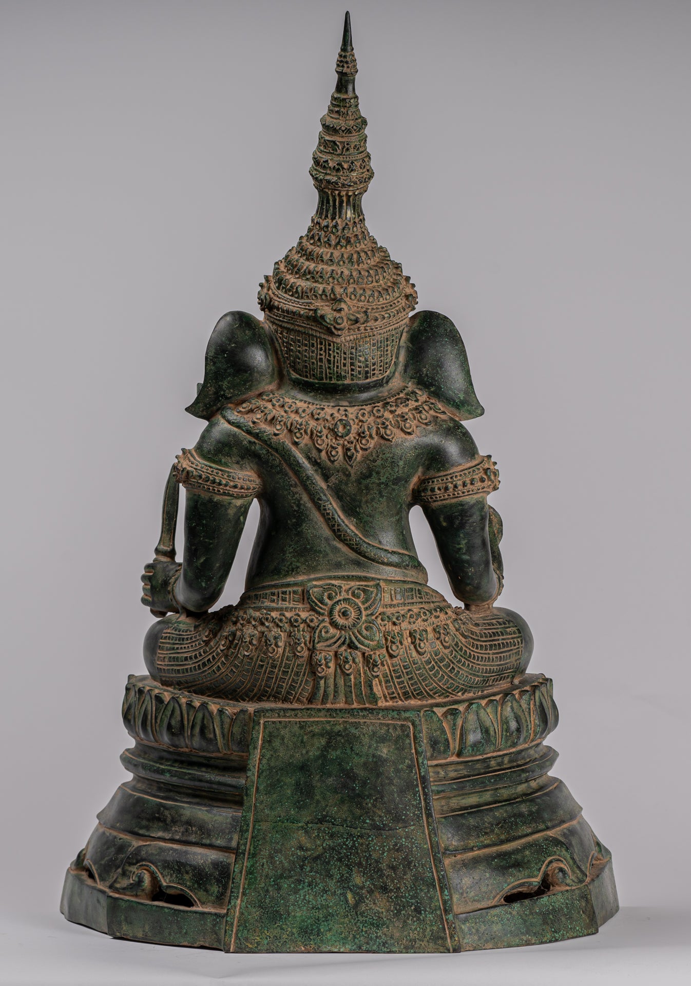 Ganesha Statue - Antique Khmer Style Bronze Seated Ganesh Statue - 60cm/24"