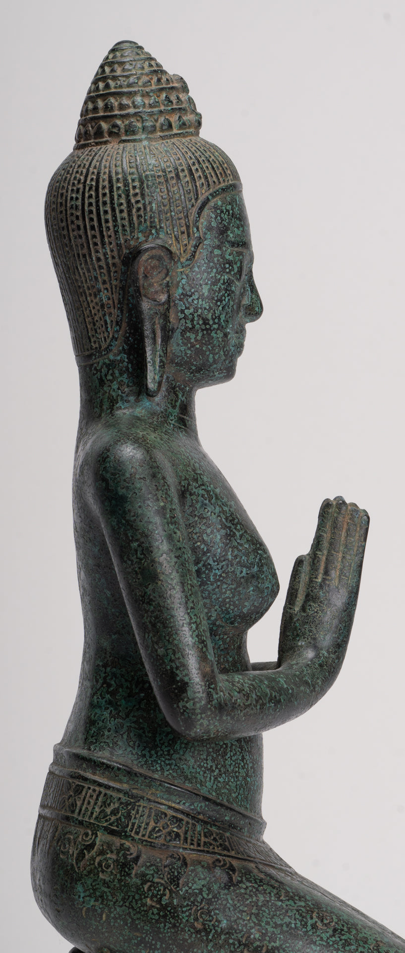 Deity Statue - Antique Khmer Style Bayon Prajnaparamita Statue / Goddess - 45cm/18"