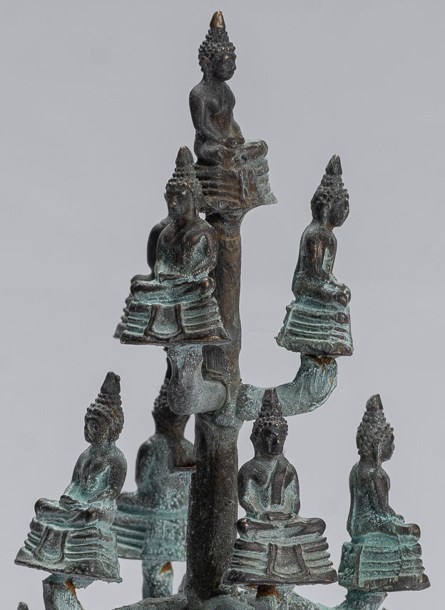 Buddha Sculpture - Antique Thai Style Bronze Seated Meditation Buddha Statues - 18cm/7"