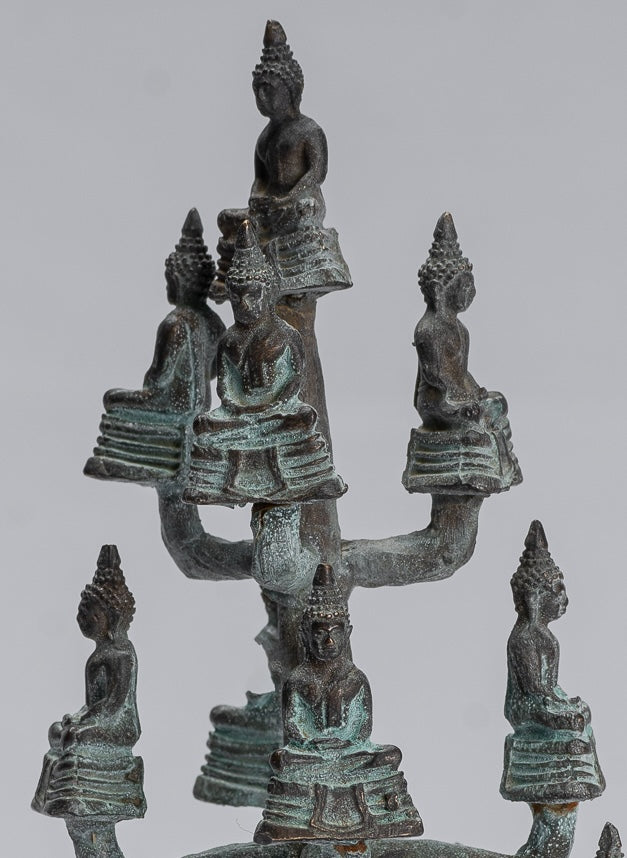 Buddha Sculpture - Antique Thai Style Bronze Seated Meditation Buddha Statues - 18cm/7"