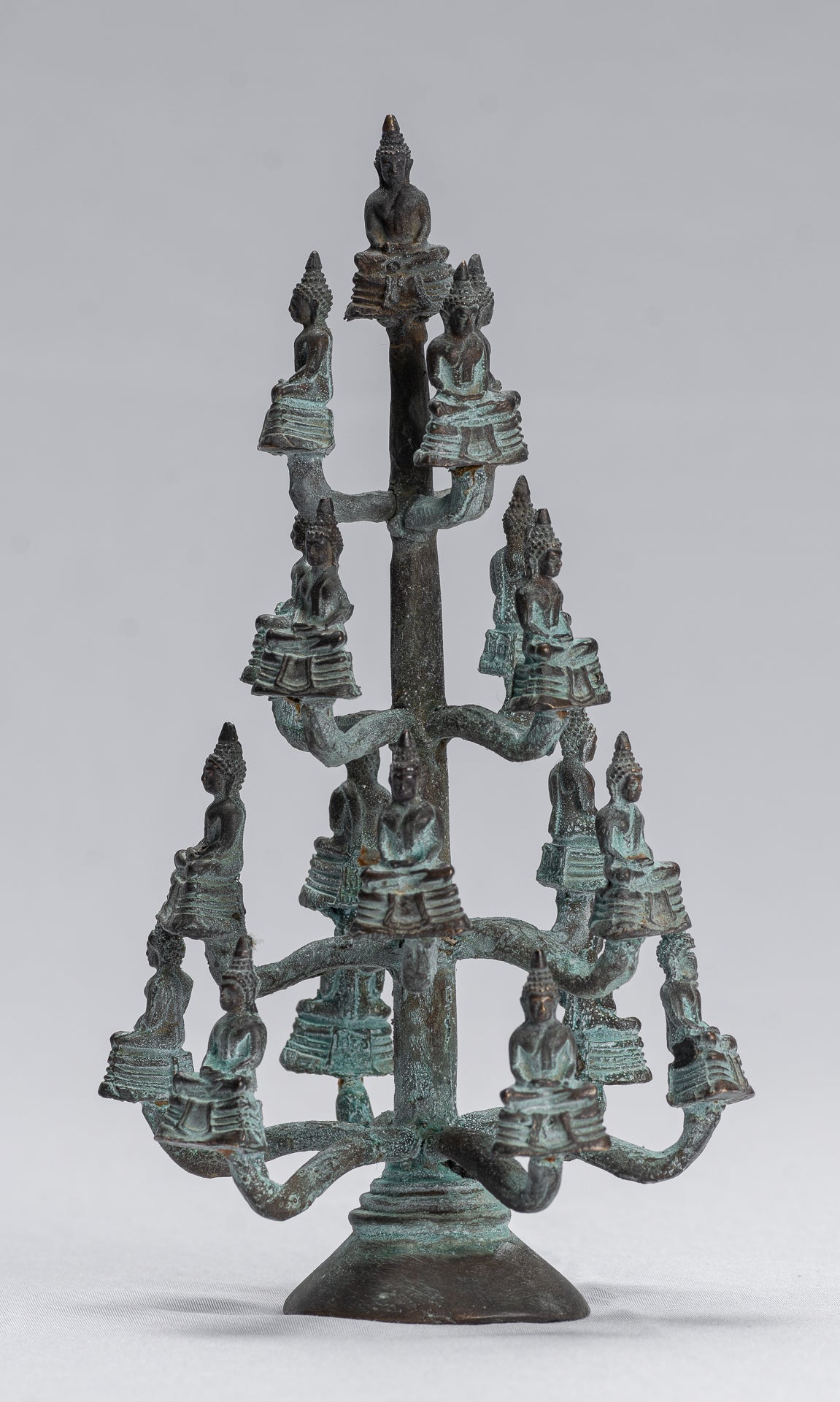 Buddha Sculpture - Antique Thai Style Bronze Seated Meditation Buddha Statues - 18cm/7"