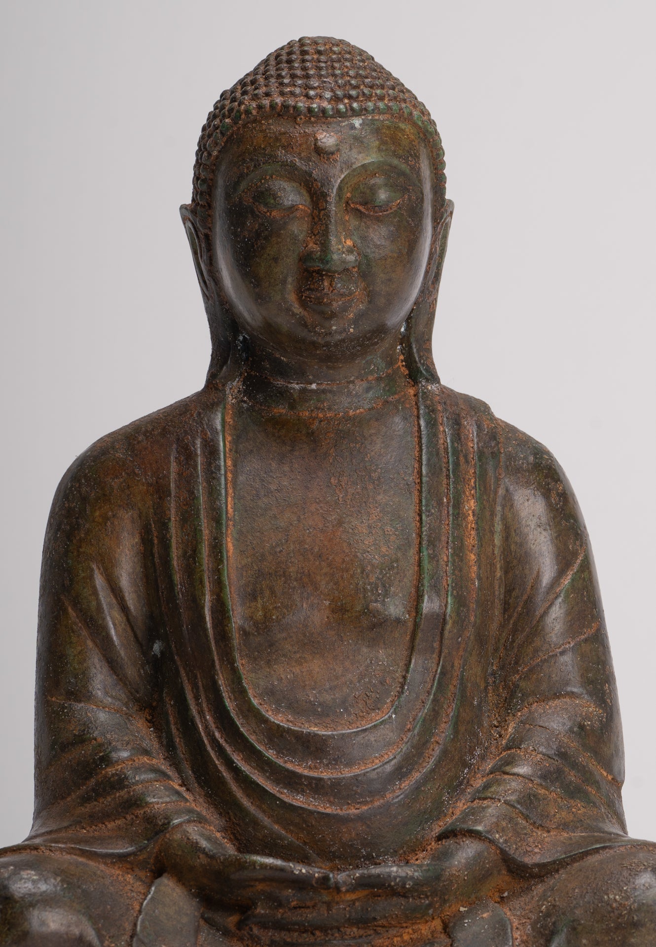 Japanese Buddha - Antique Japanese Style Bronze Seated Meditation Amitabha Buddha Statue - 30cm/12"