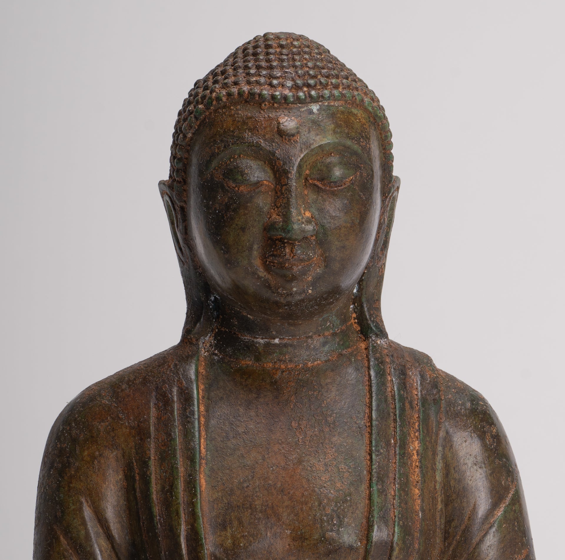Japanese Buddha - Antique Japanese Style Bronze Seated Meditation Amitabha Buddha Statue - 30cm/12"