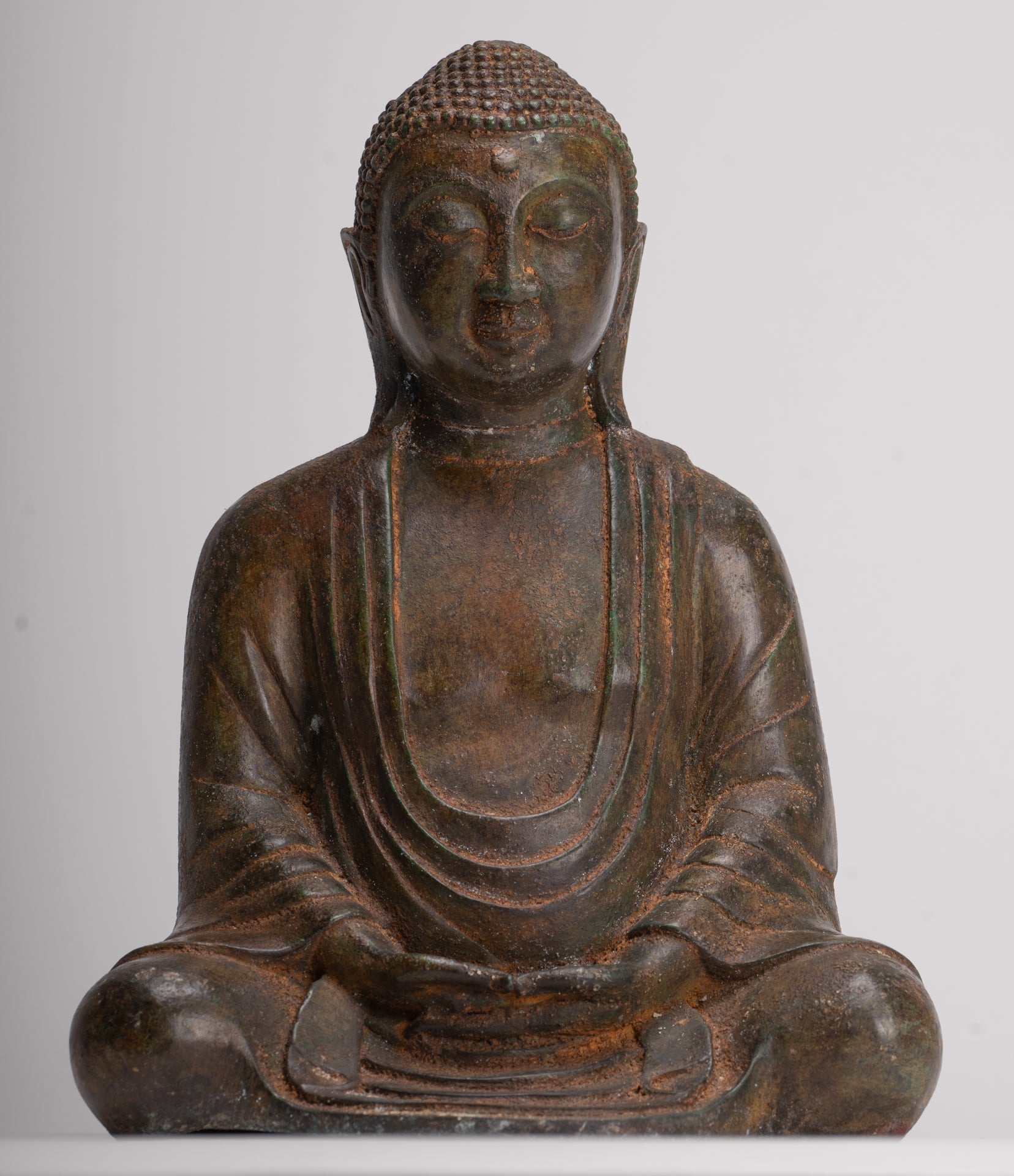 Japanese Buddha - Antique Japanese Style Bronze Seated Meditation Amitabha Buddha Statue - 30cm/12"