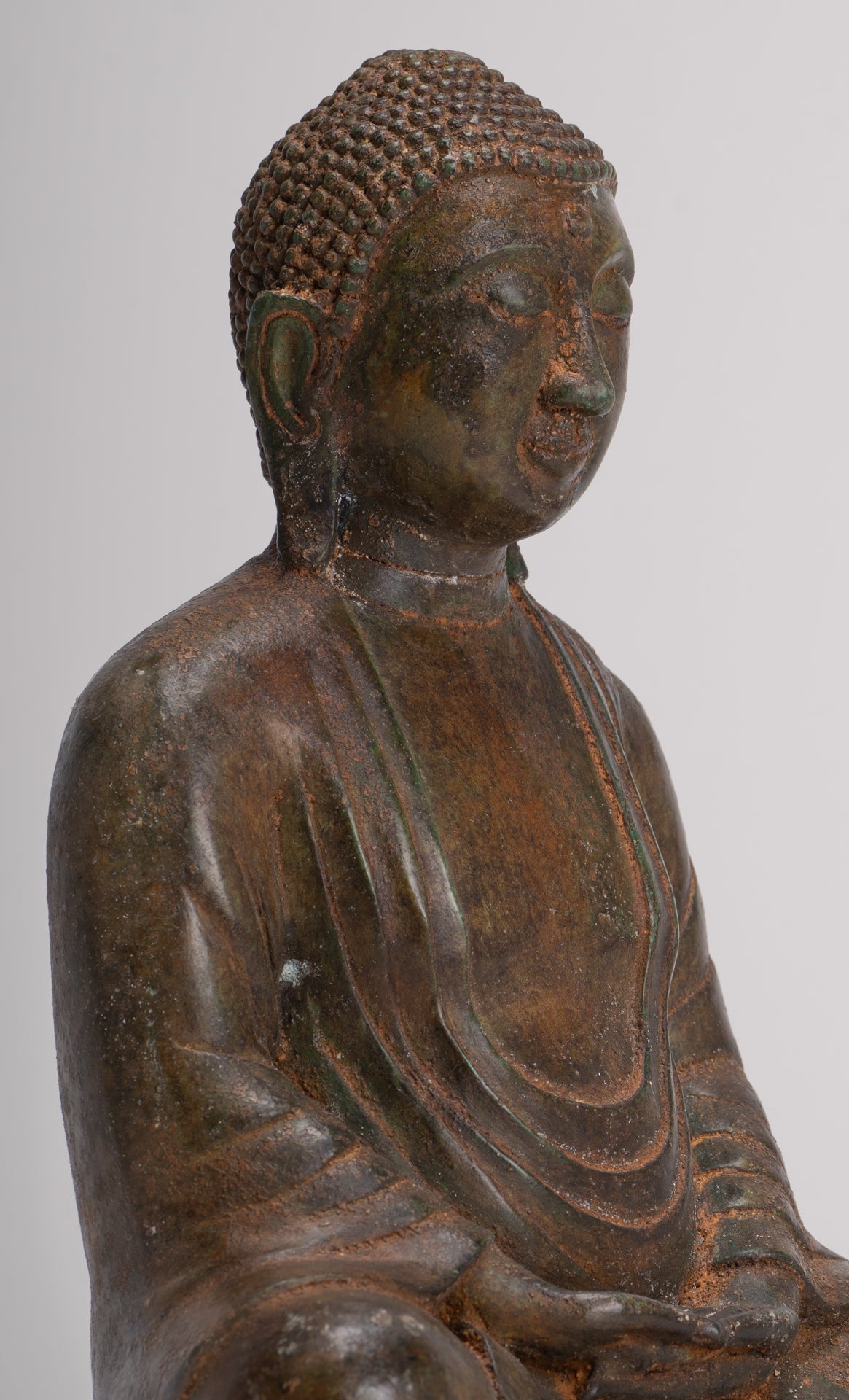 Japanese Buddha - Antique Japanese Style Bronze Seated Meditation Amitabha Buddha Statue - 30cm/12"