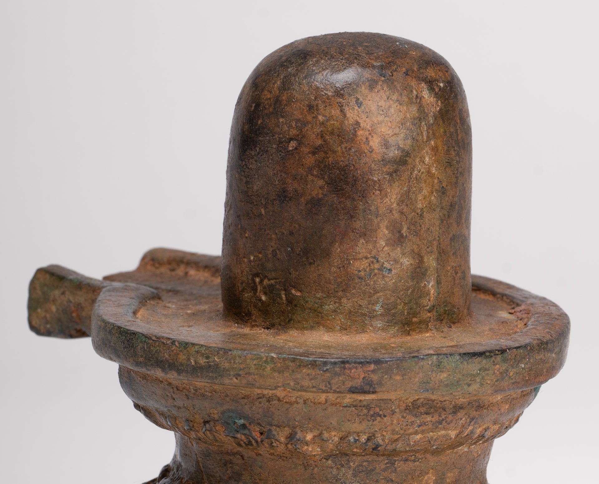 Linga - Antique Indian Style South Asia Bronze Shiva Linga / Lingnum & Yoni - 13cm/5"
