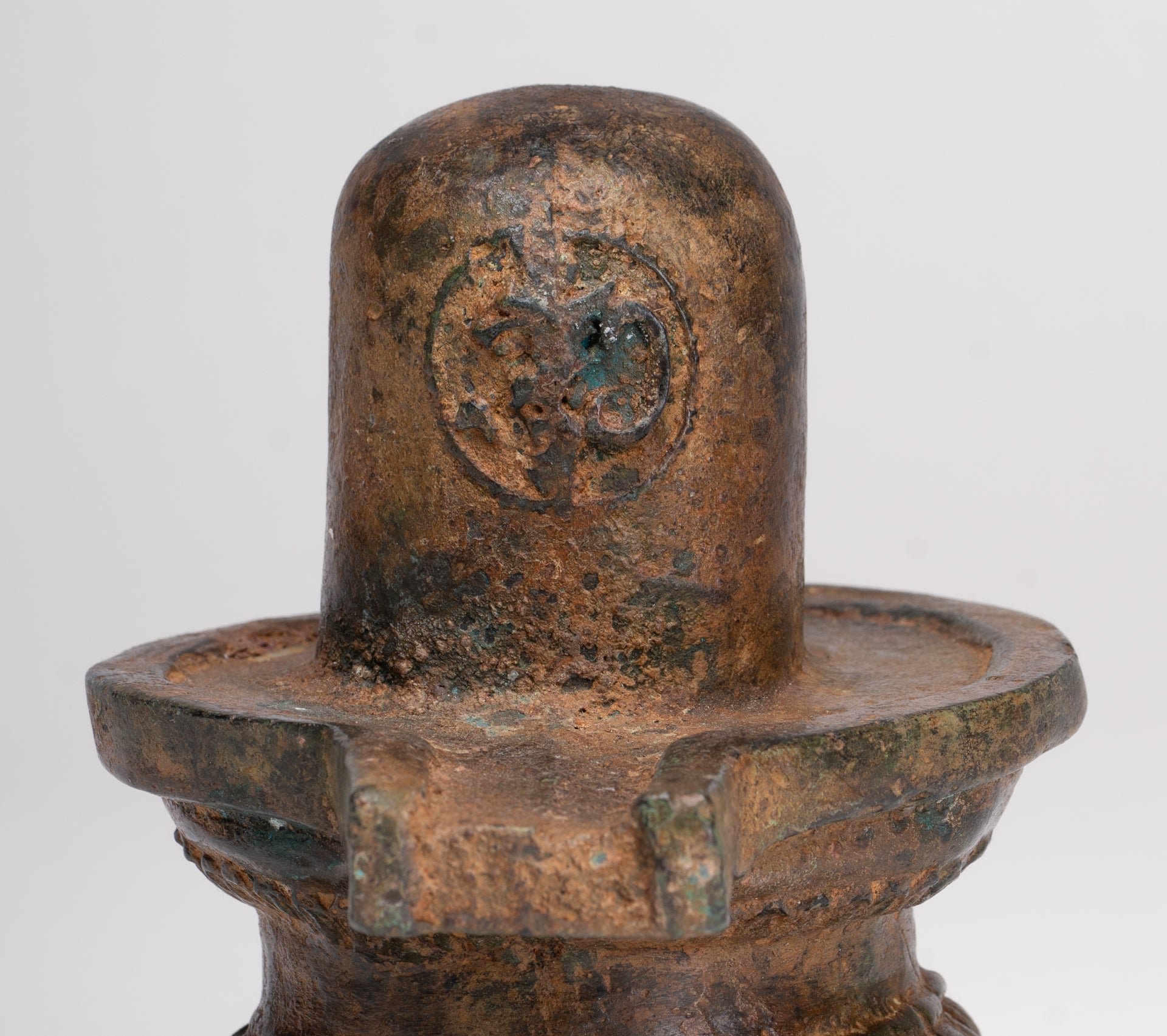 Linga - Antique Indian Style South Asia Bronze Shiva Linga / Lingnum & Yoni - 13cm/5"
