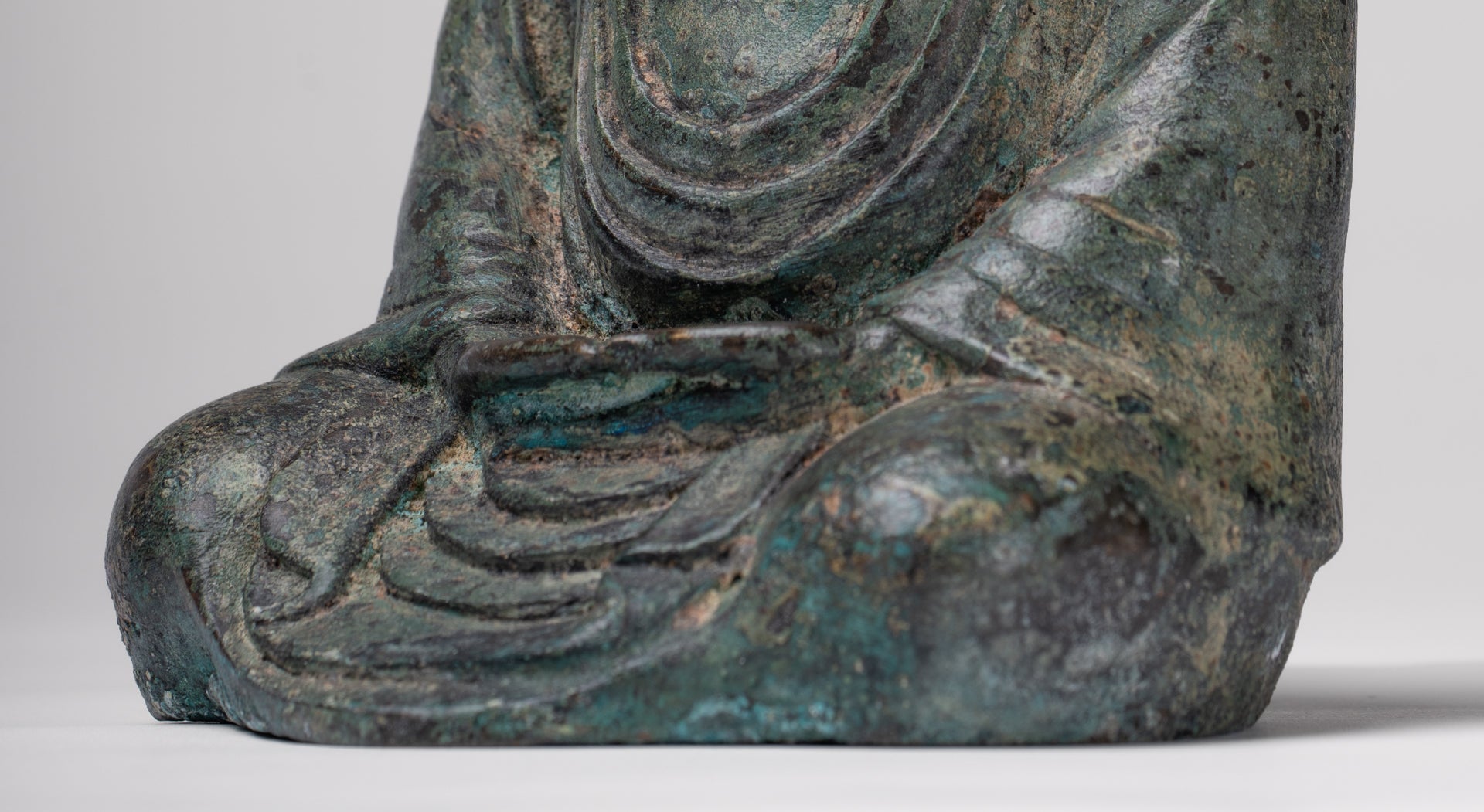 Japanese Buddha - Antique Japanese Style Bronze Seated Meditation Amitabha Buddha Statue - 18cm/7"