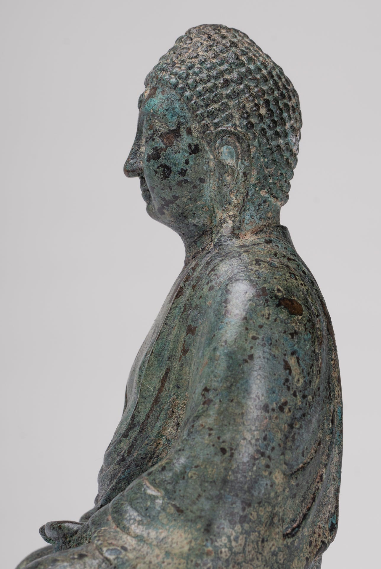 Japanese Buddha - Antique Japanese Style Bronze Seated Meditation Amitabha Buddha Statue - 18cm/7"